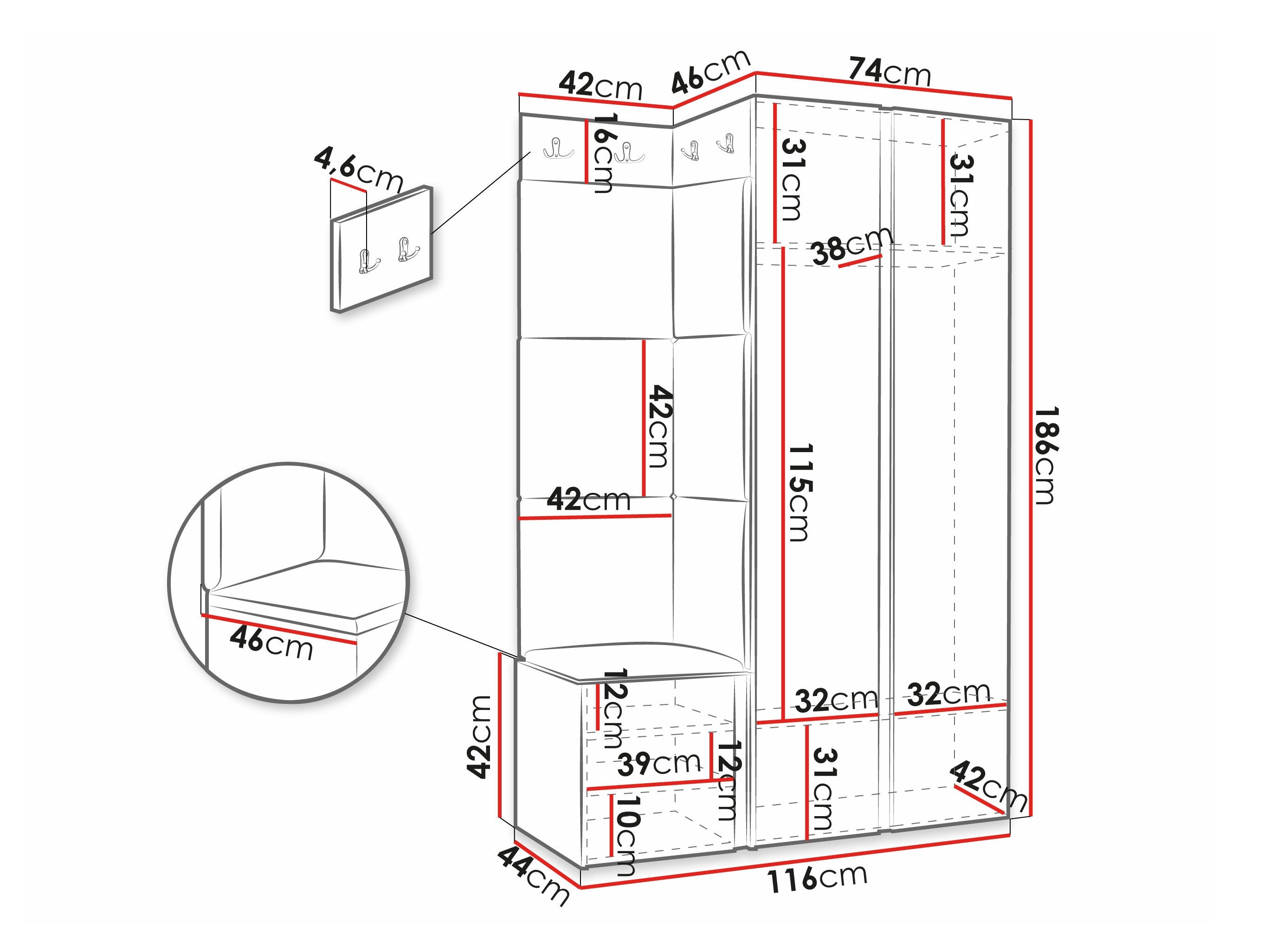 Flurgarnitur Hartford 388 (Schwarz)