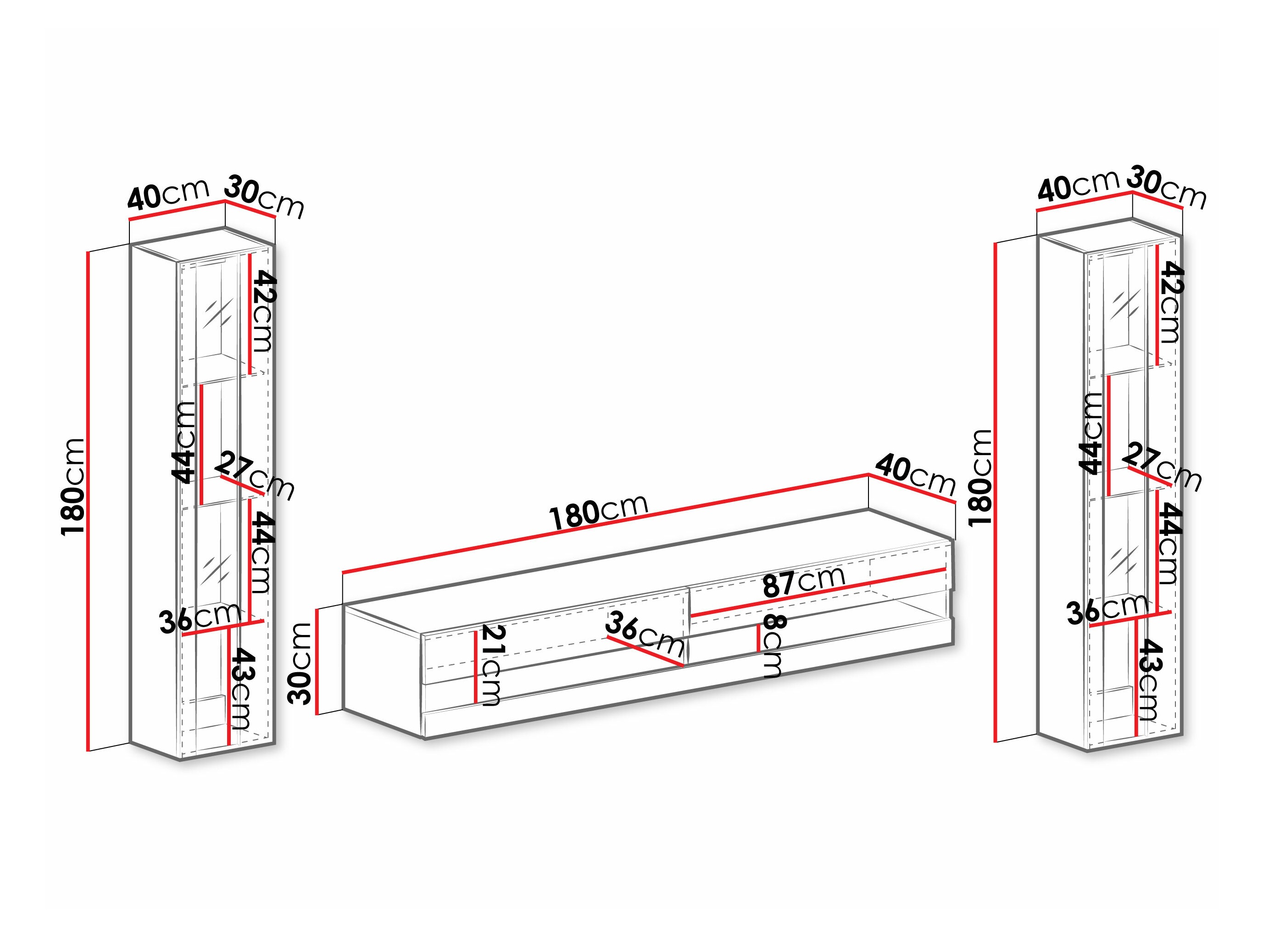 Wohnzimmer-Sets Venenou 112 (Weiß + Weiß glänzend)