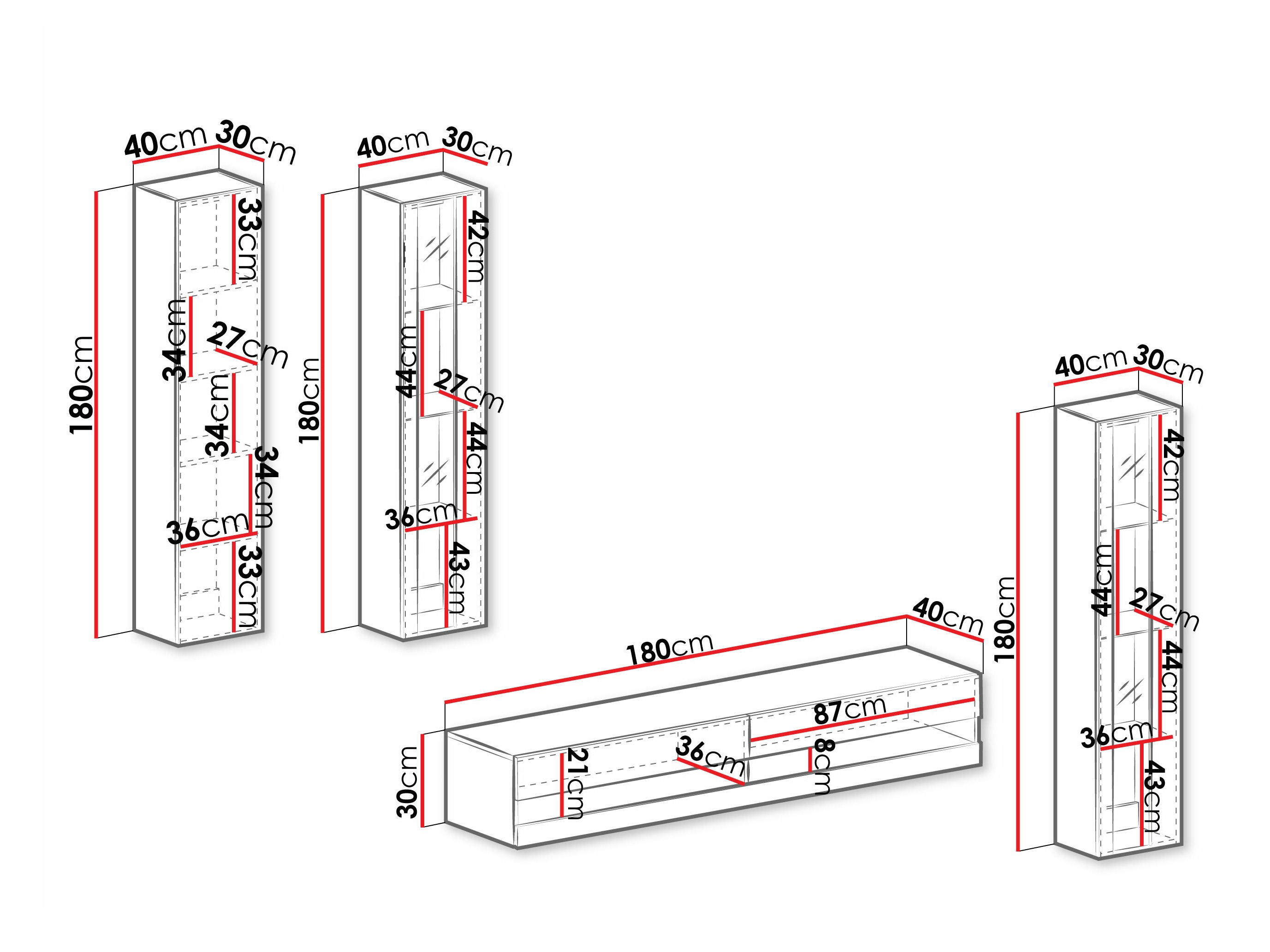 Wohnzimmer-Sets Vilrin VII (Weiß + Weiß glänzend)