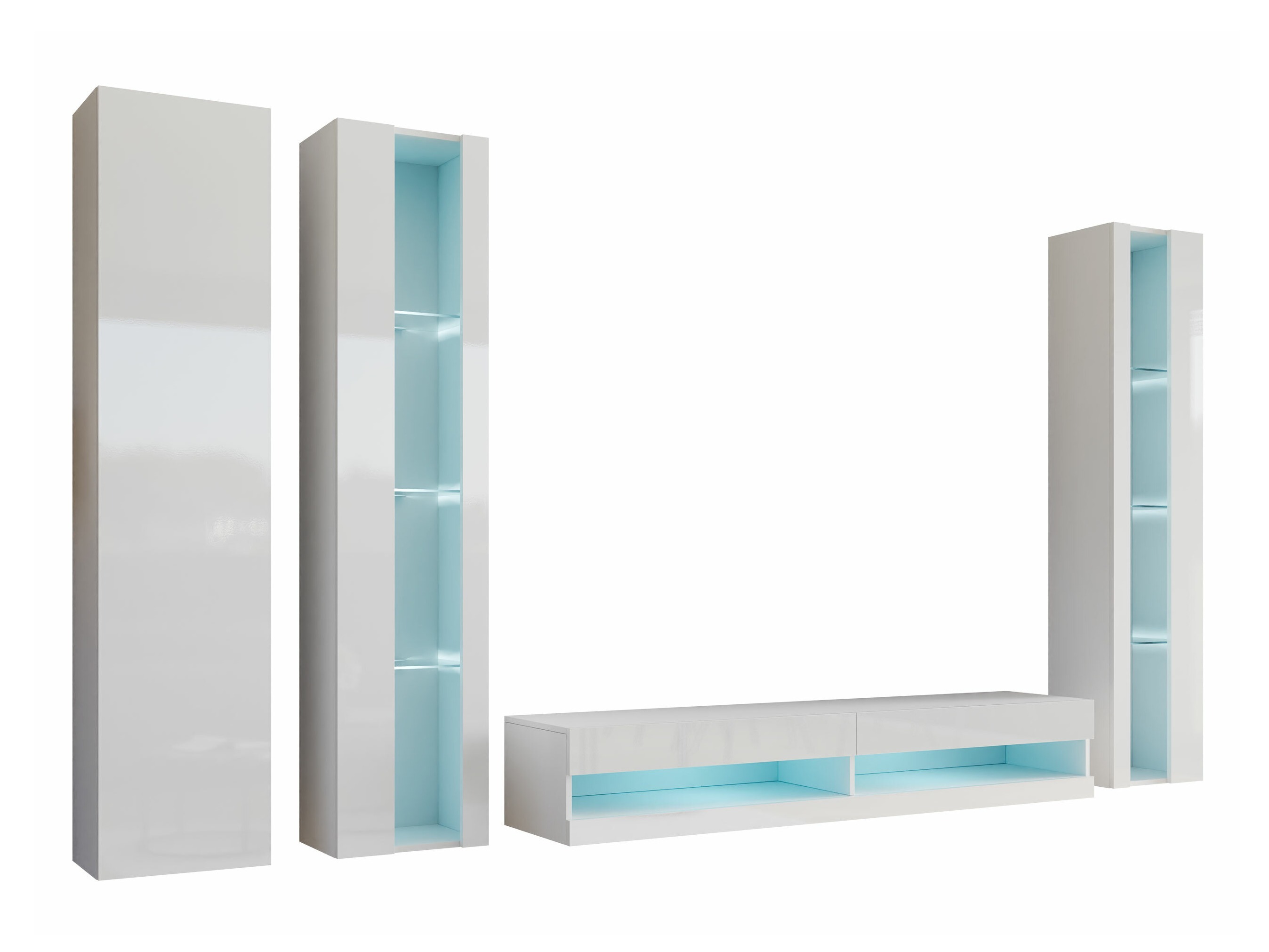 Wohnzimmer-Sets Vilrin VII (Weiß + Weiß glänzend)