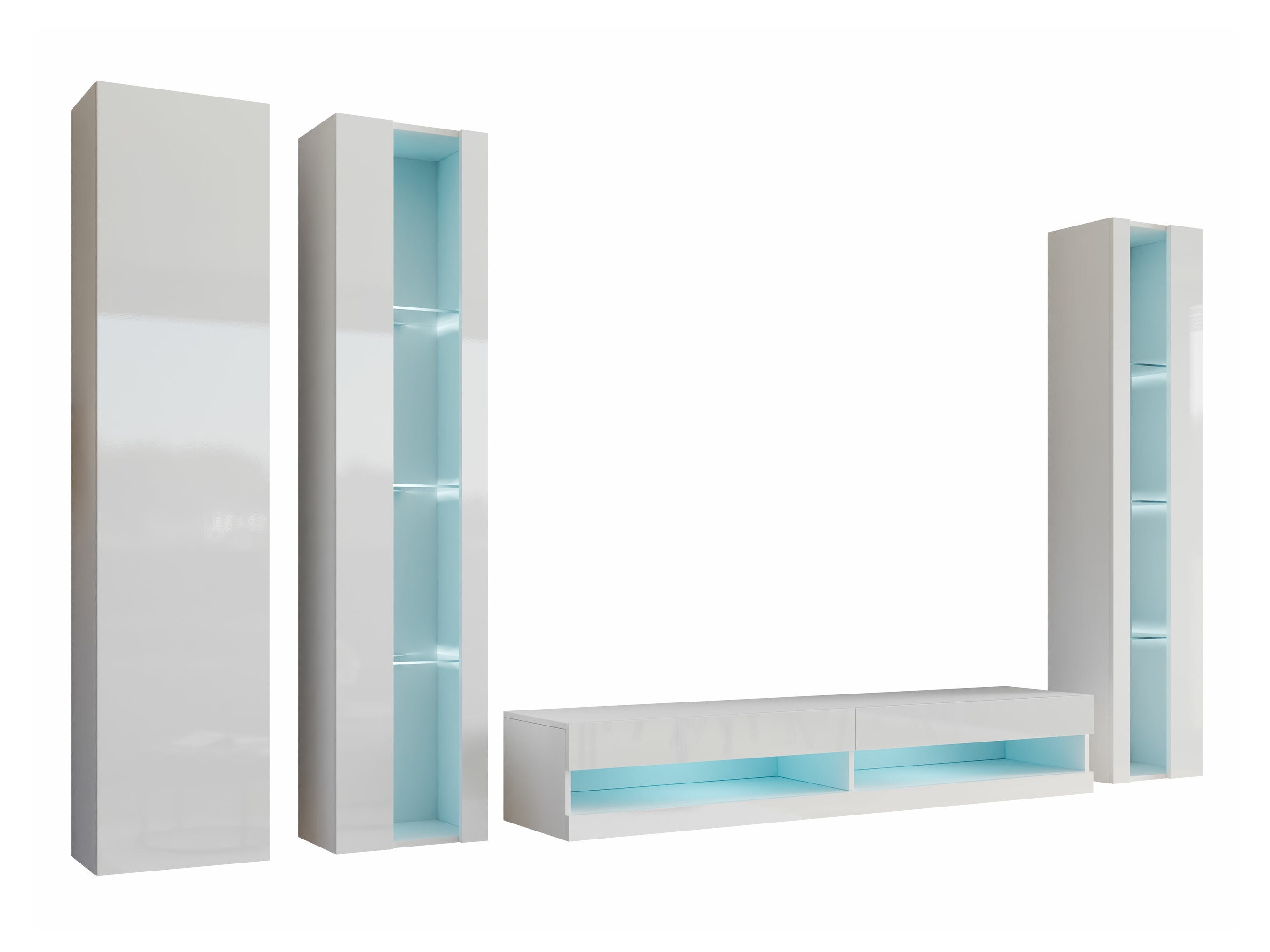 Wohnzimmer-Sets Vilrin VII (Weiß + Weiß glänzend)