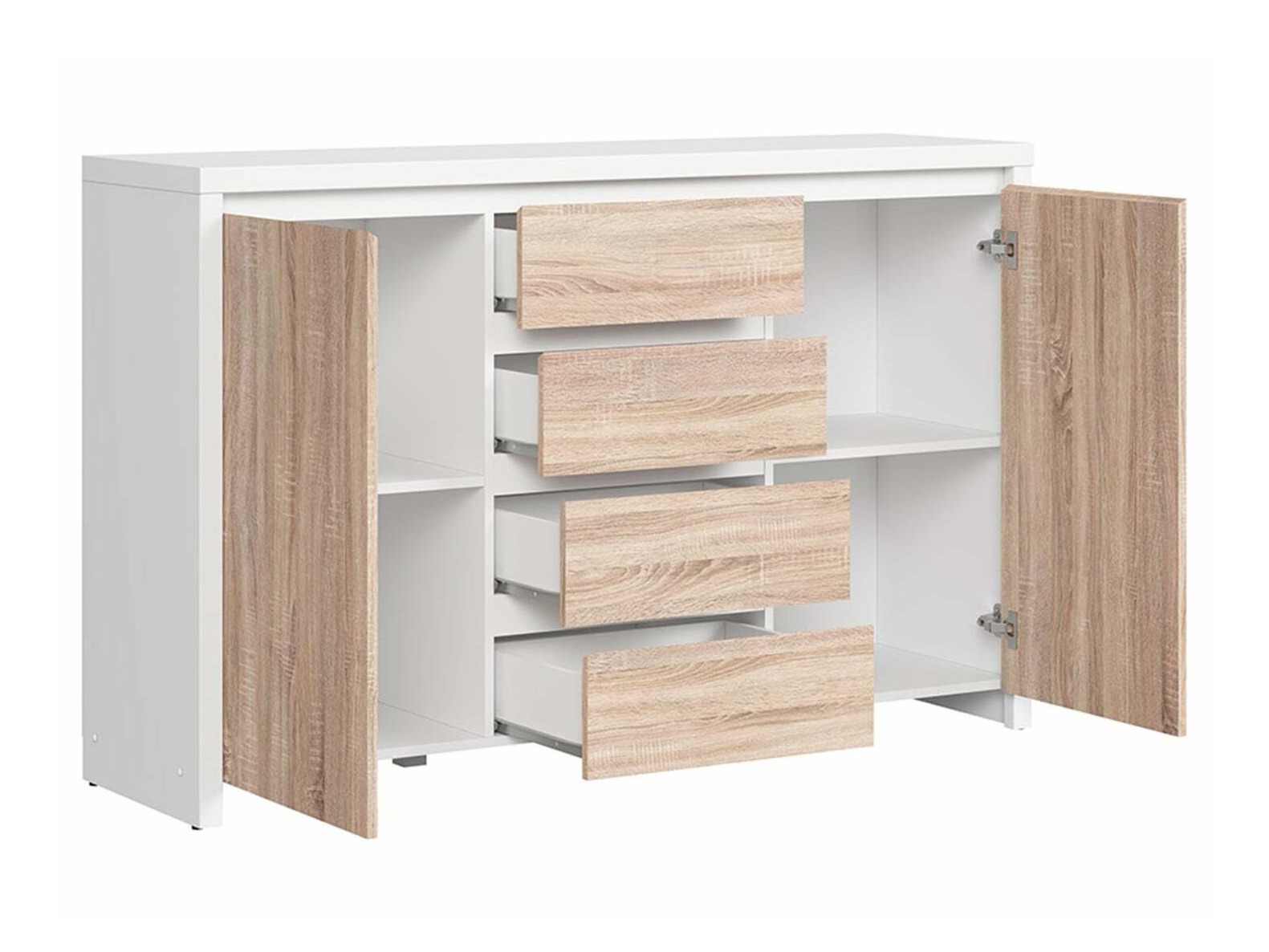 Kommoden Nolroma 103 (Weiß + Sonoma Eichenholzoptik)