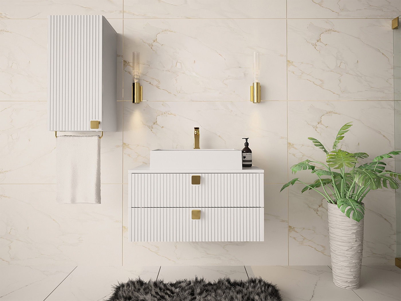 Badezimmer-Set Panium I (Weiß)