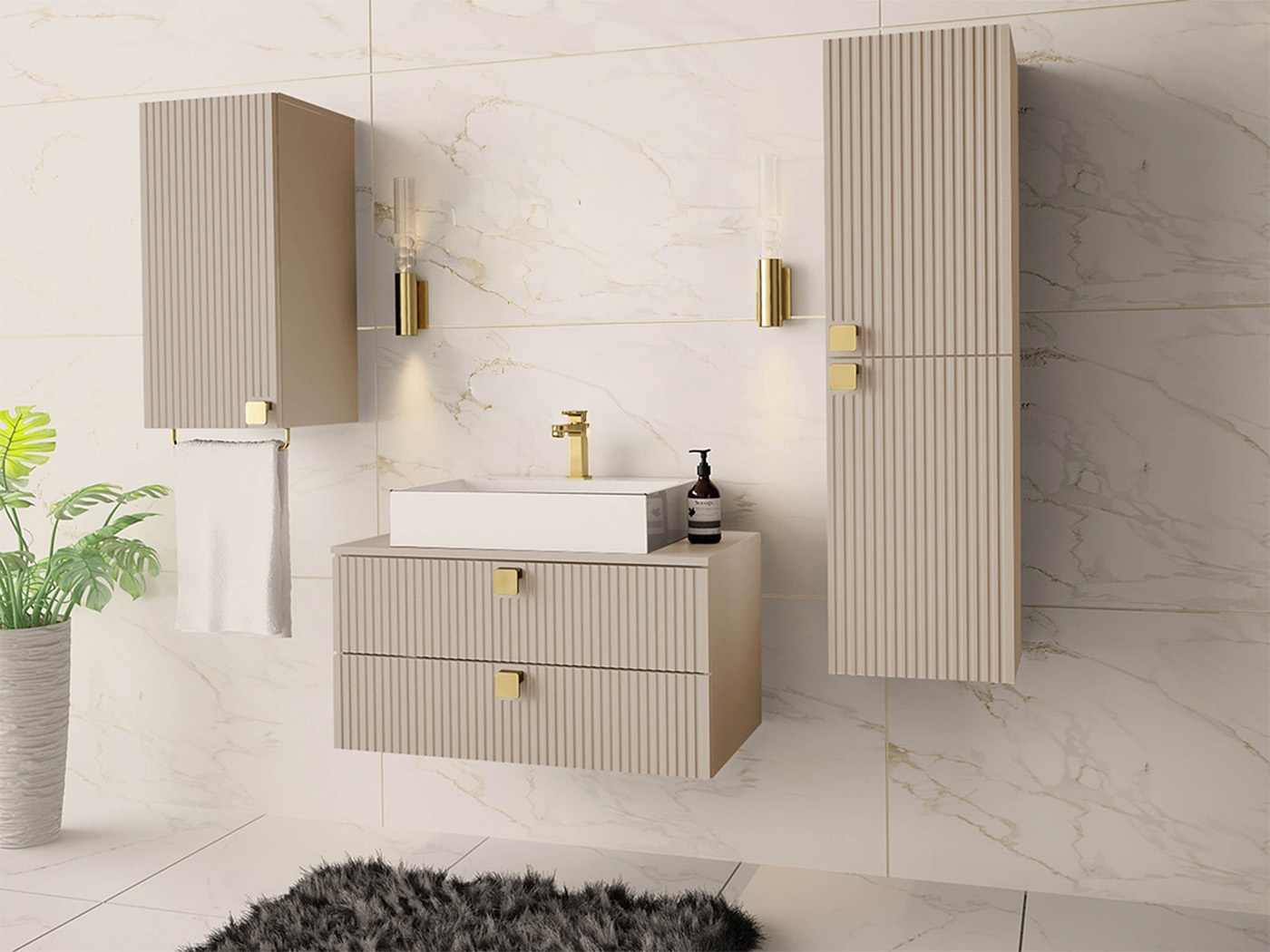 Badezimmer-Set Panium II (Hellbraun)