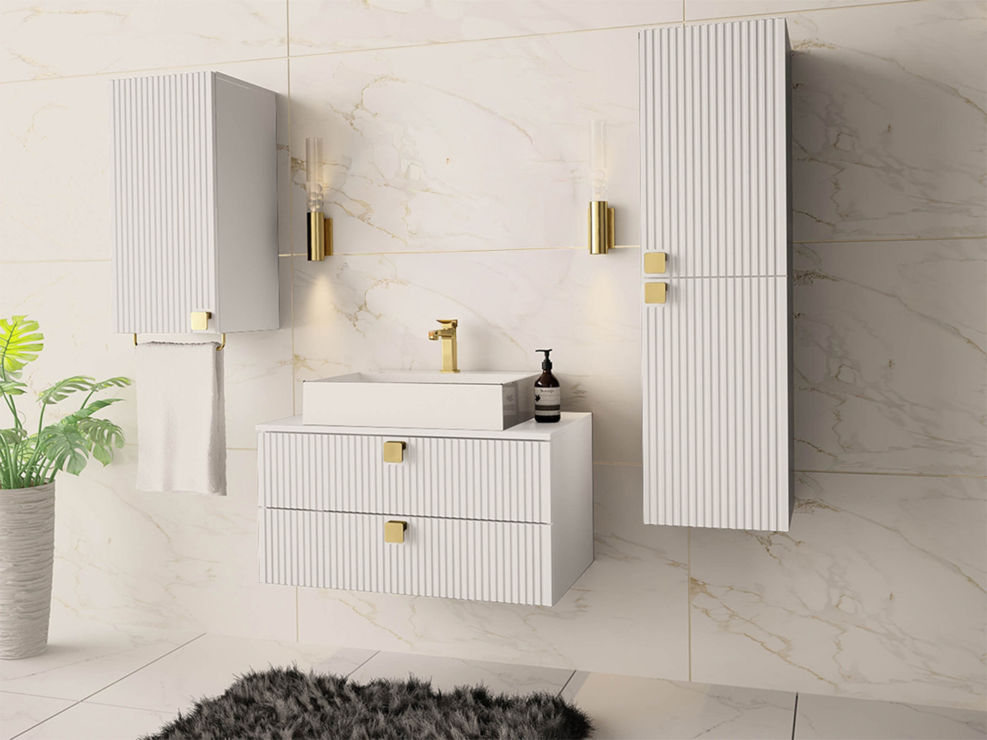 Badezimmer-Set Panium II (Weiß)