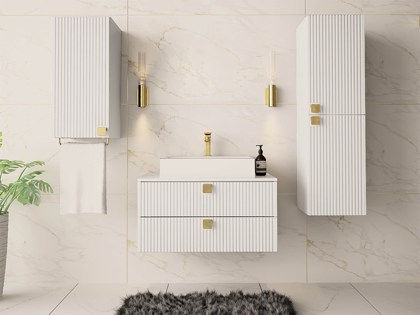 Badezimmer-Set Panium II (Weiß)