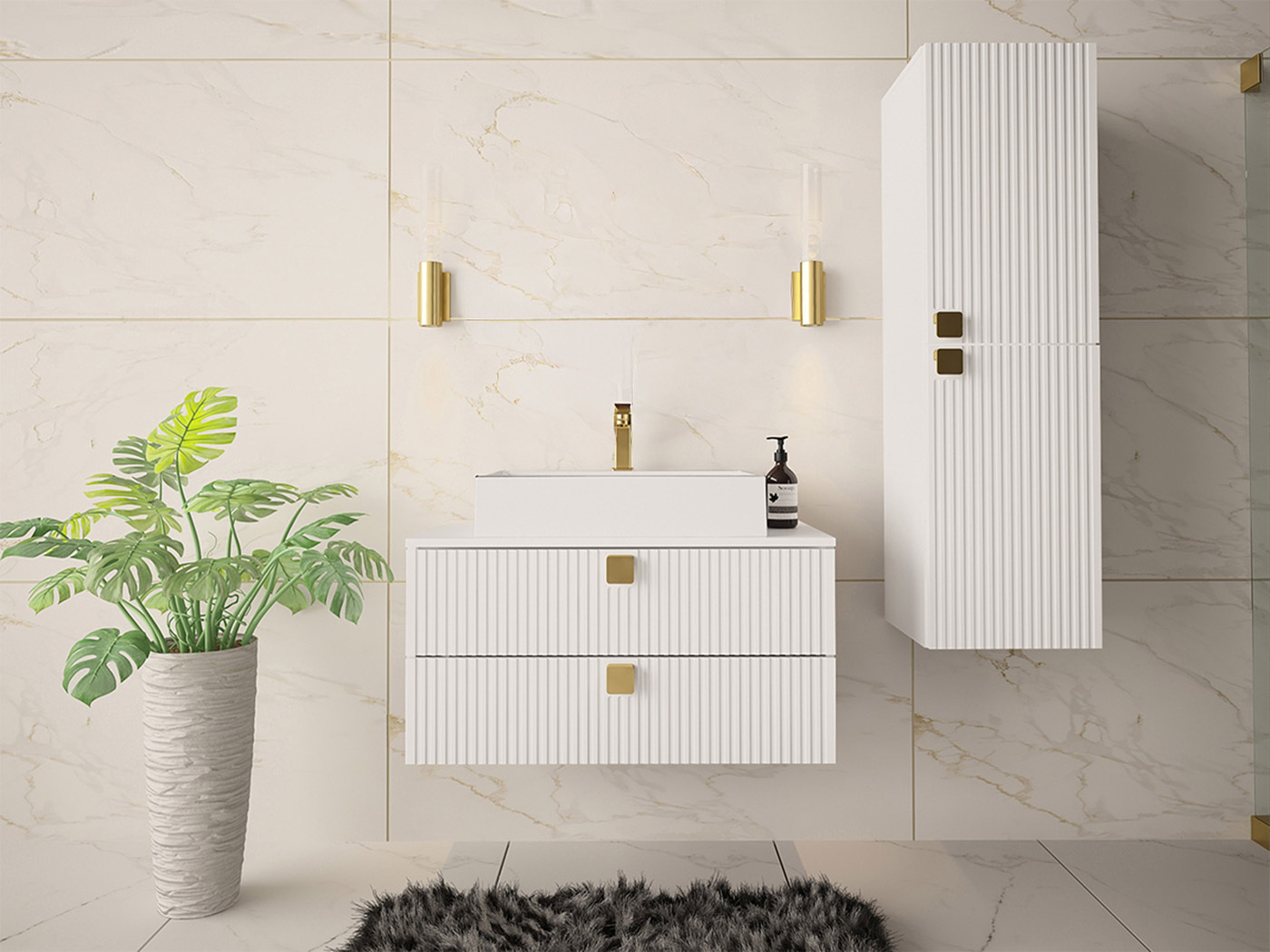 Badezimmer-Set Panium (Weiß)