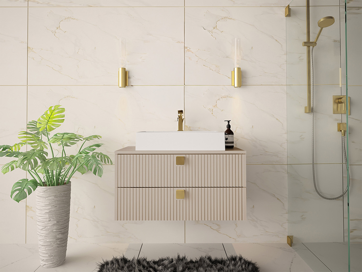 Hängeschrank für Waschbecken Panium (Hellbraun)