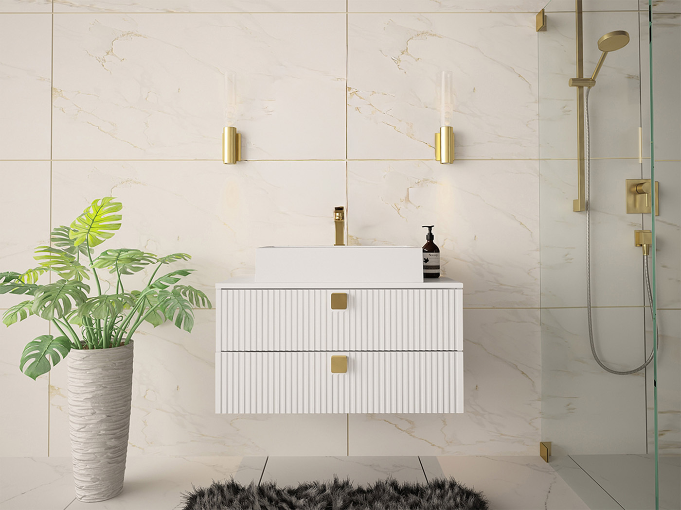 Hängeschrank für Waschbecken Panium (Weiß)
