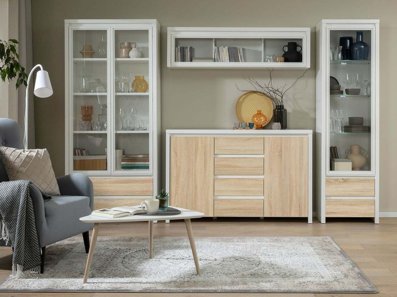 Regal Nolroma 140 (Weiß + Sonoma Eichenholzoptik)