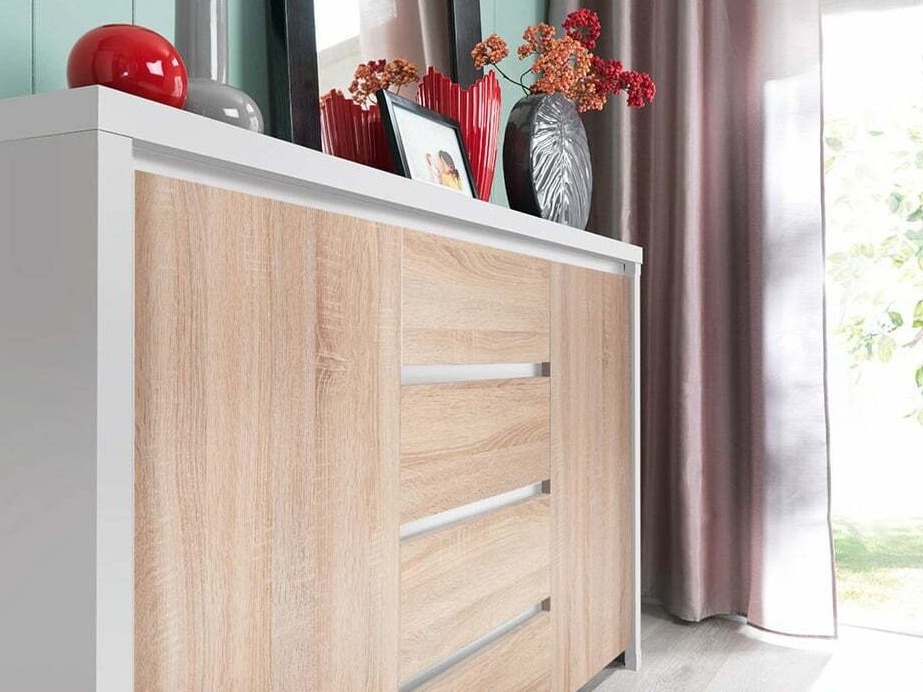 Kommoden Nolroma 103 (Weiß + Sonoma Eichenholzoptik)