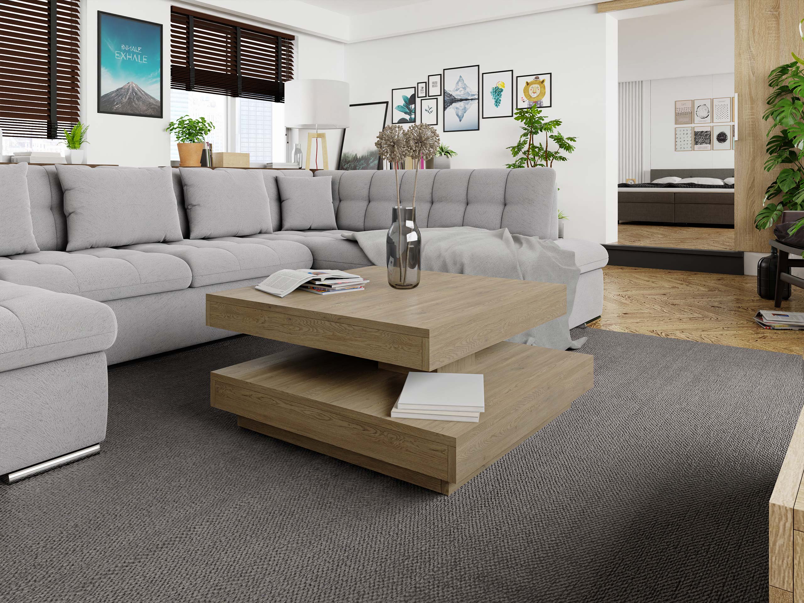 Couchtisch-Transformer Comfivo Pisces (Eichenholzoptik)