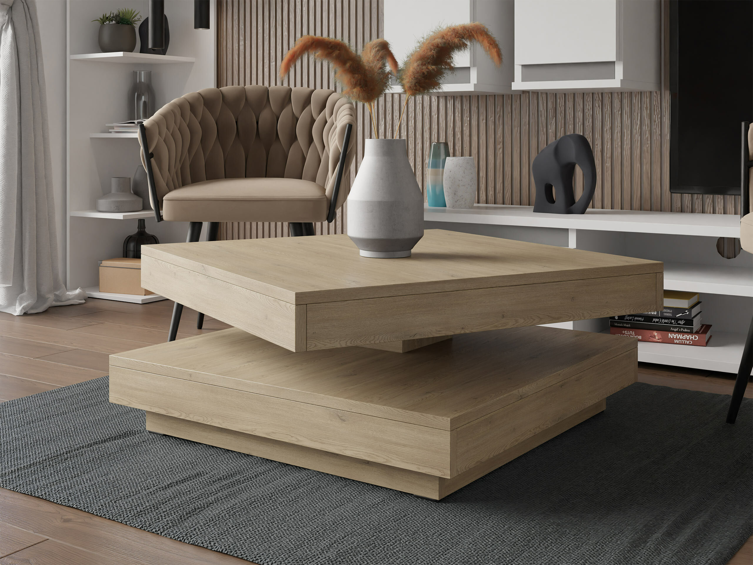 Couchtisch-Transformer Comfivo Pisces (Eichenholzoptik)