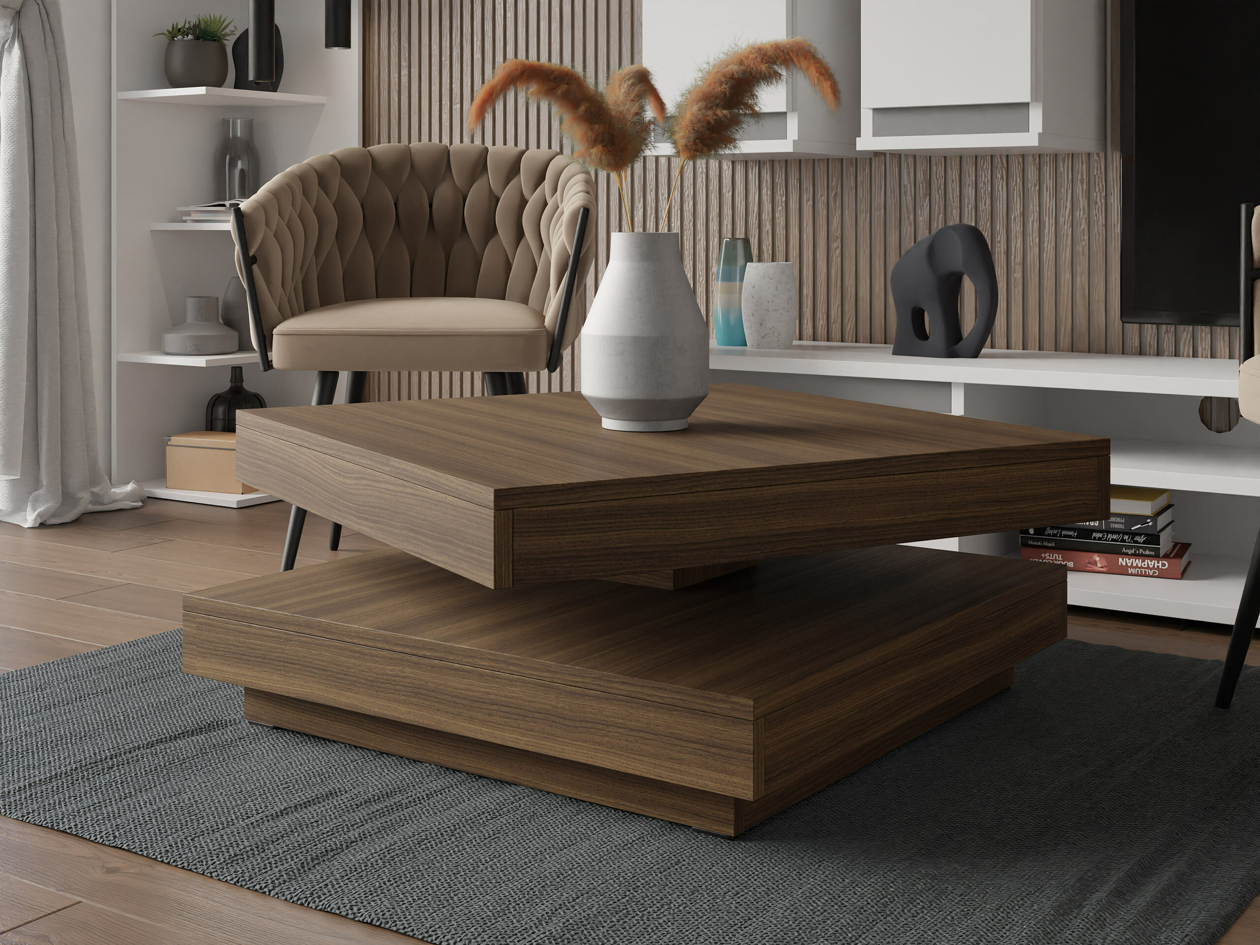 Couchtisch-Transformer Comfivo Pisces (Walnussholzoptik)