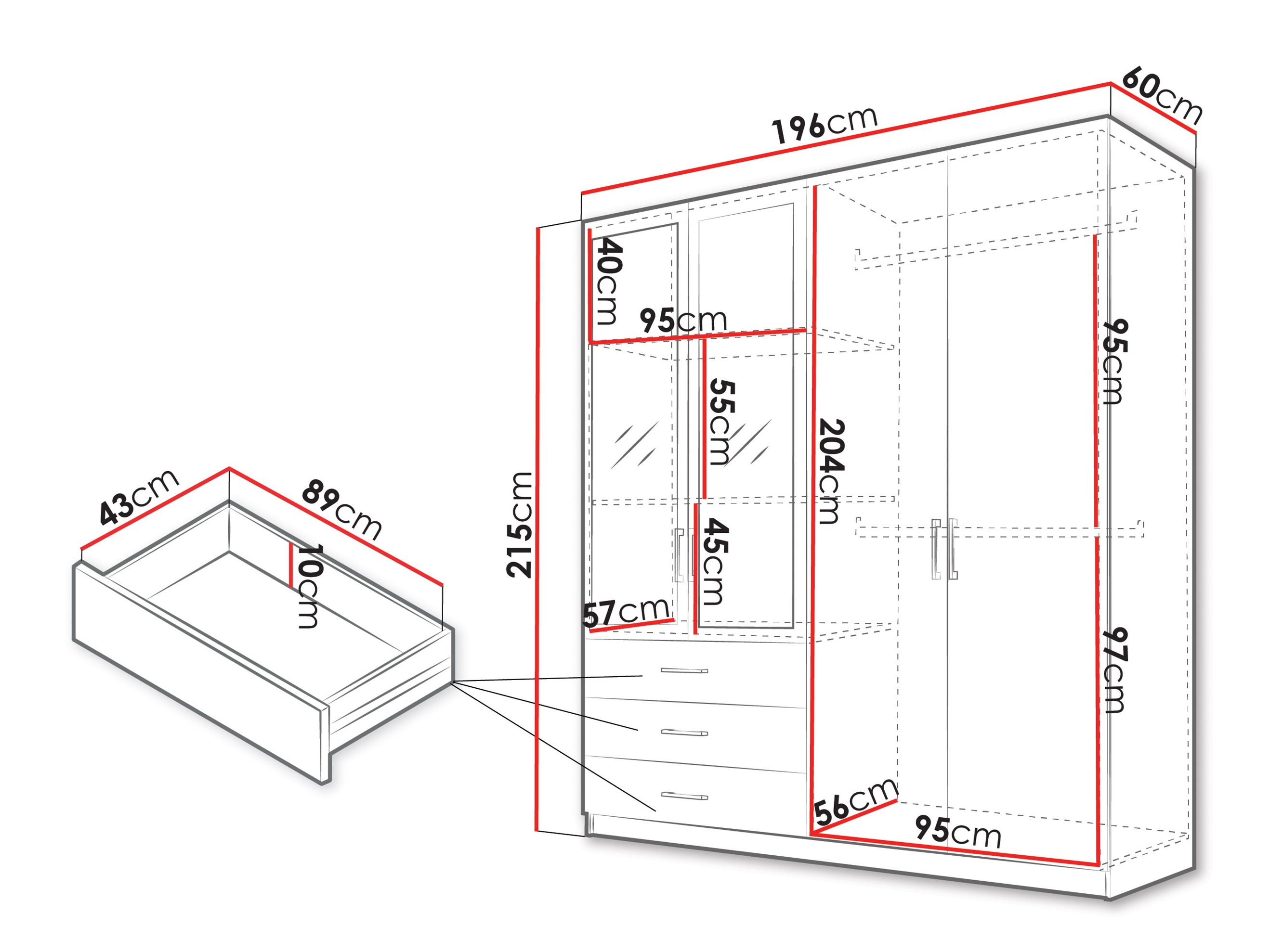 Kleiderschrank Honolulu 269 (Weiß)