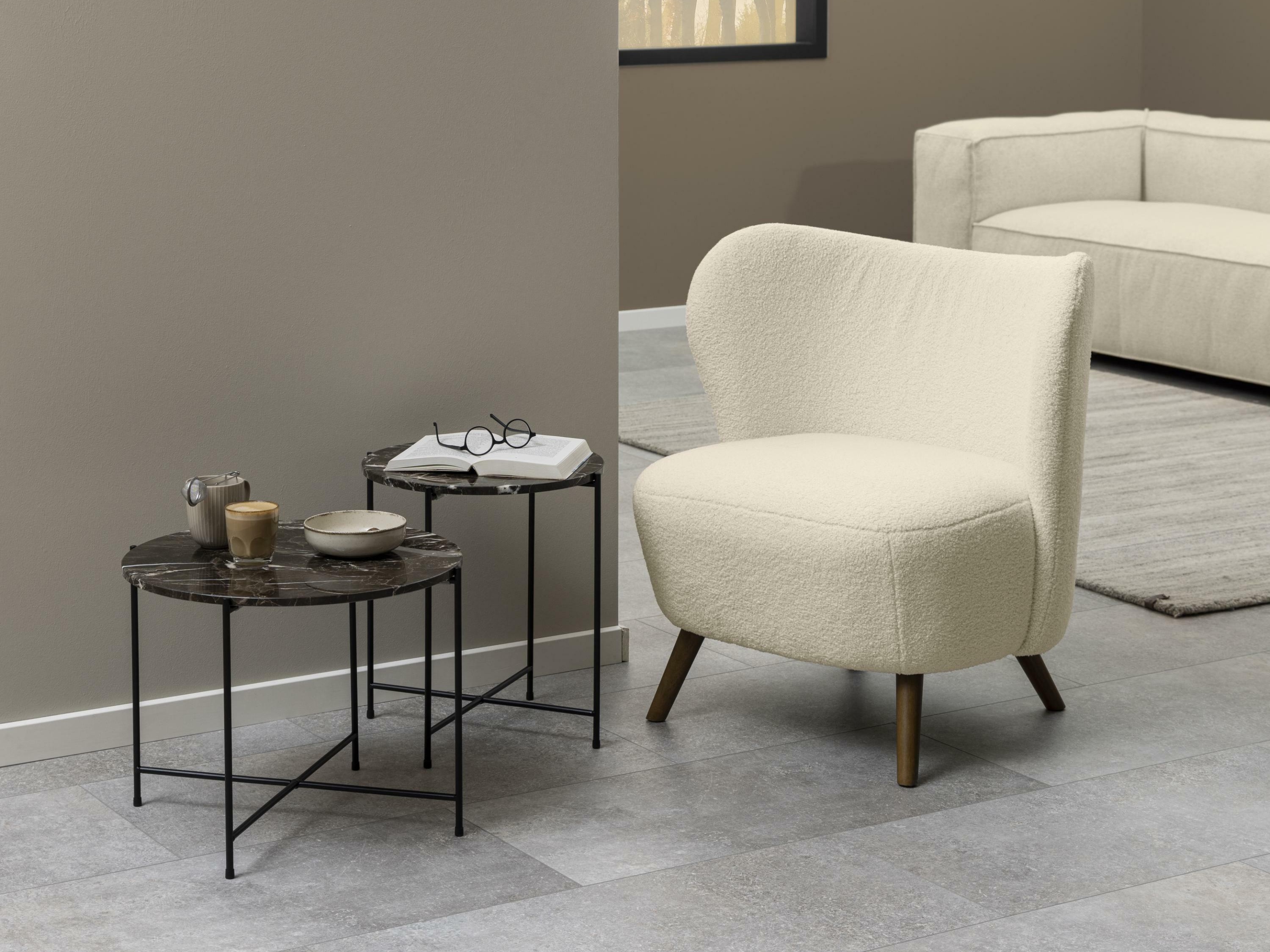 Beistelltisch Norsica 608 (Brauner Marmor + Schwarz)