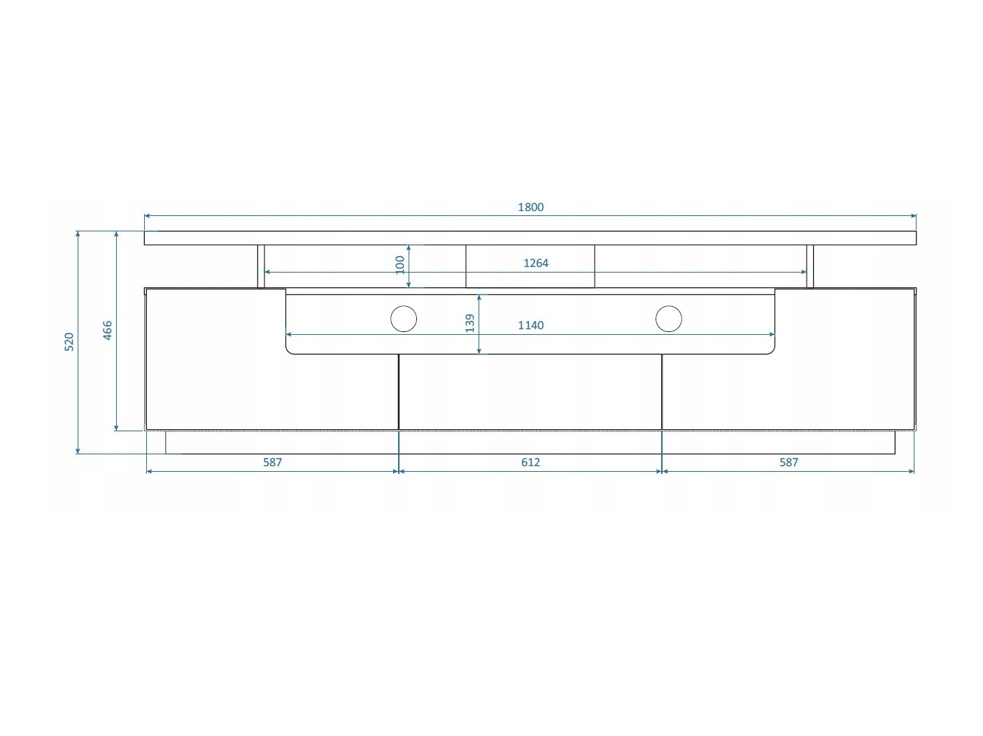 TV-Möbel Buffalo 175 (Weiß glänzend)