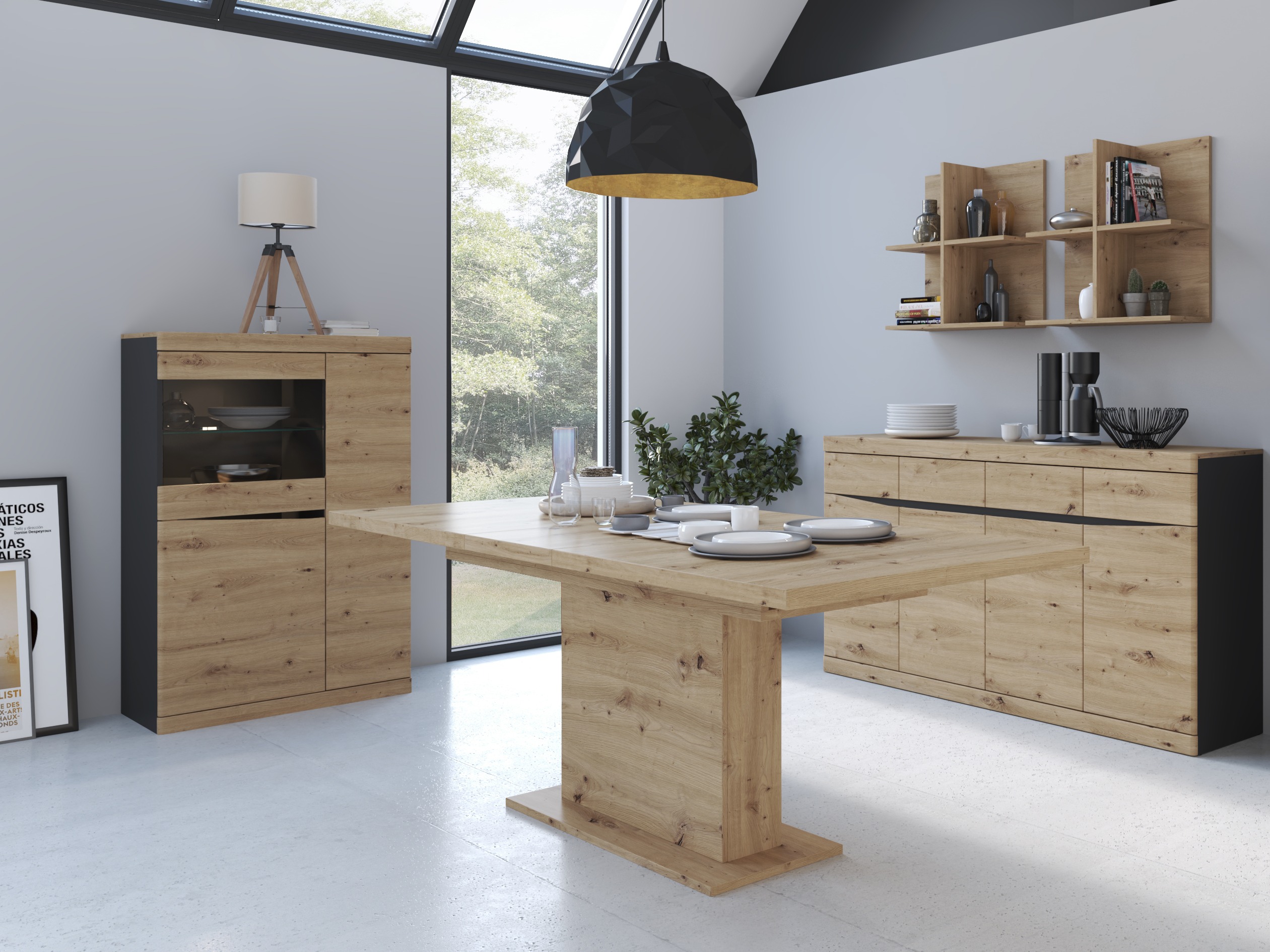 Regal Venlori 129 (Anthrazit + Artisan Eichenholzoptik)