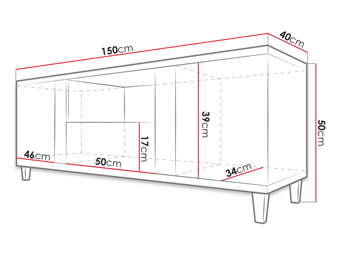 TV-Möbel Florem (Weiß + Weiß glänzend + Helles Holz)