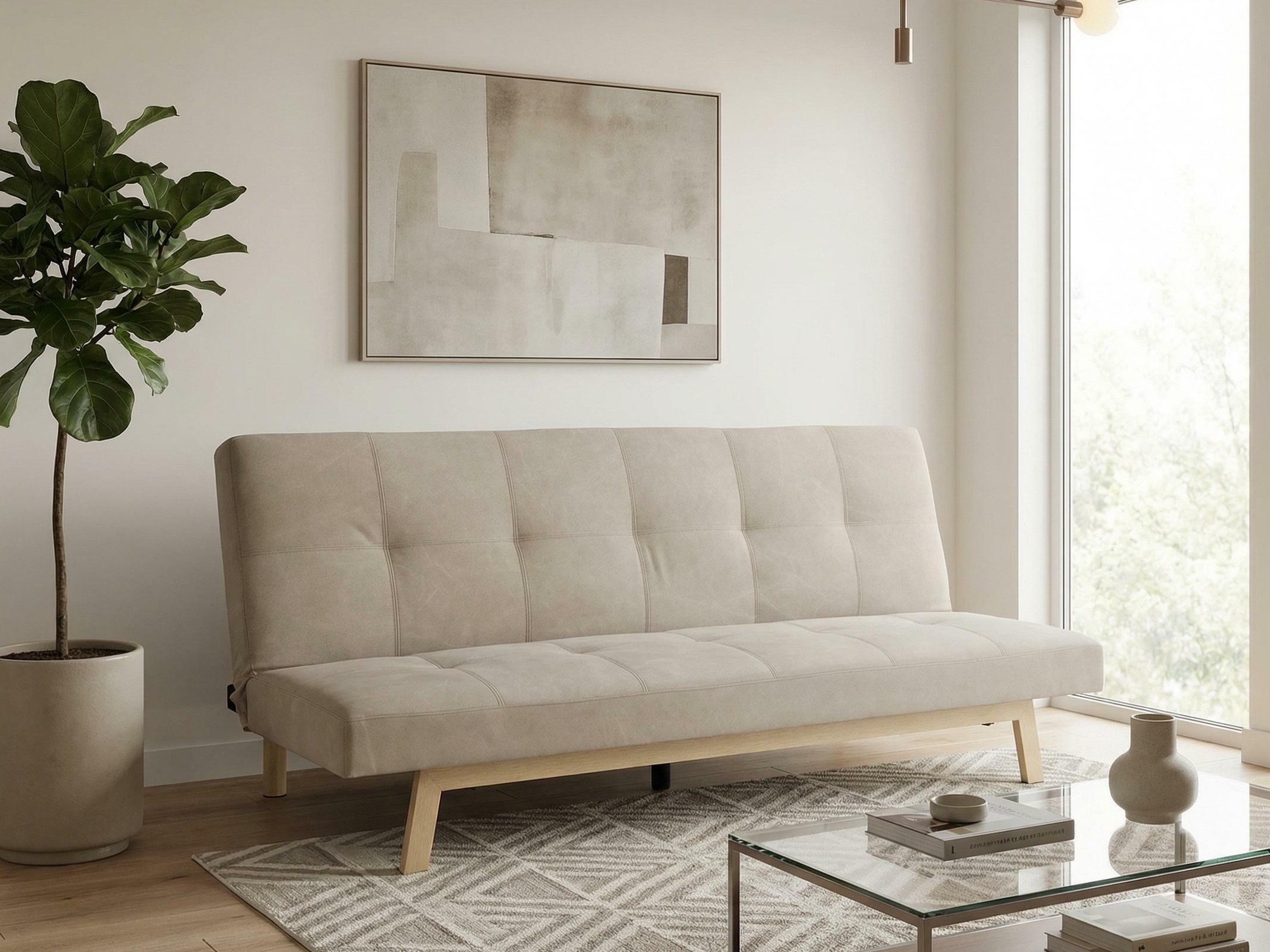 Schlafsofa Dallas 1710 (Beige + Eichenholzoptik)