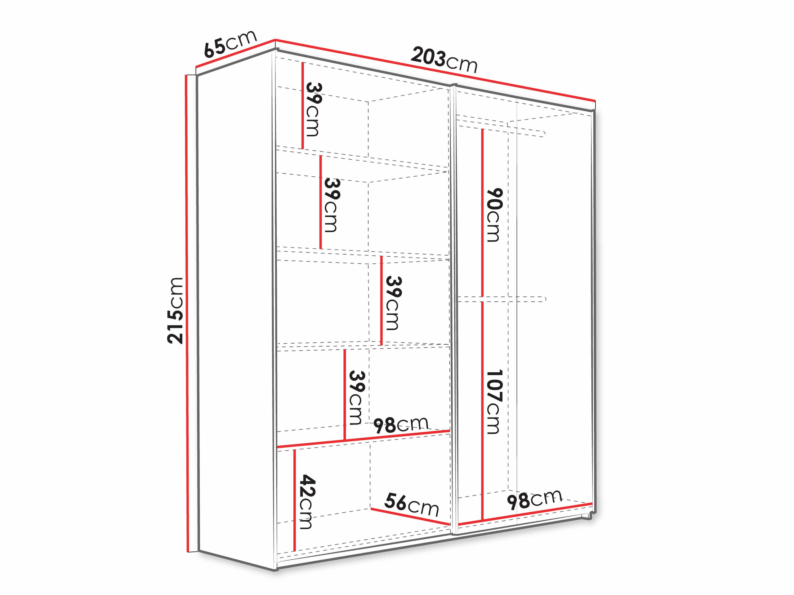 Kleiderschrank Honolulu 253 (Weiß + Wotan Eiche)