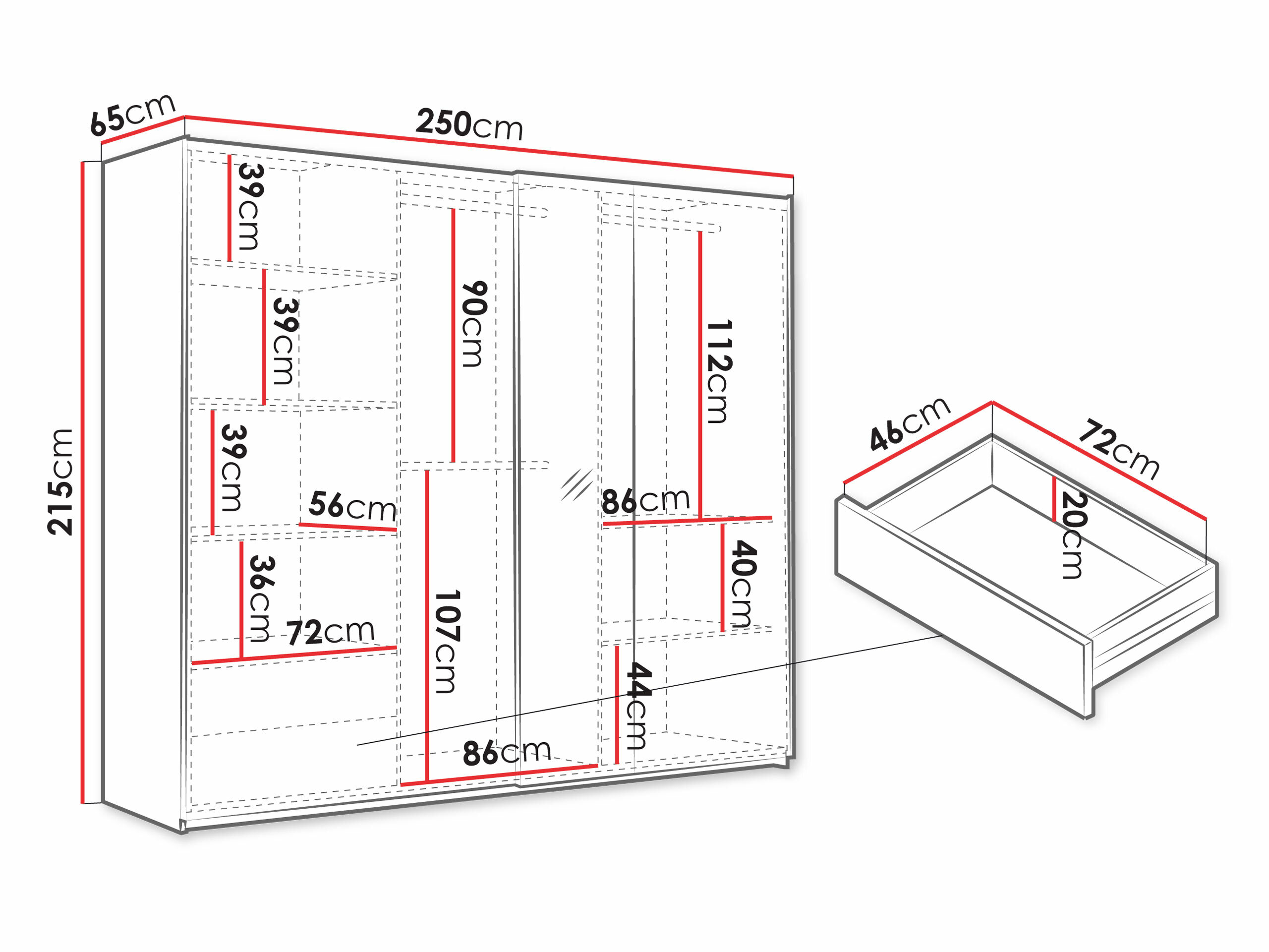 Kleiderschrank Honolulu 254 (Artisan Eichenholzoptik)