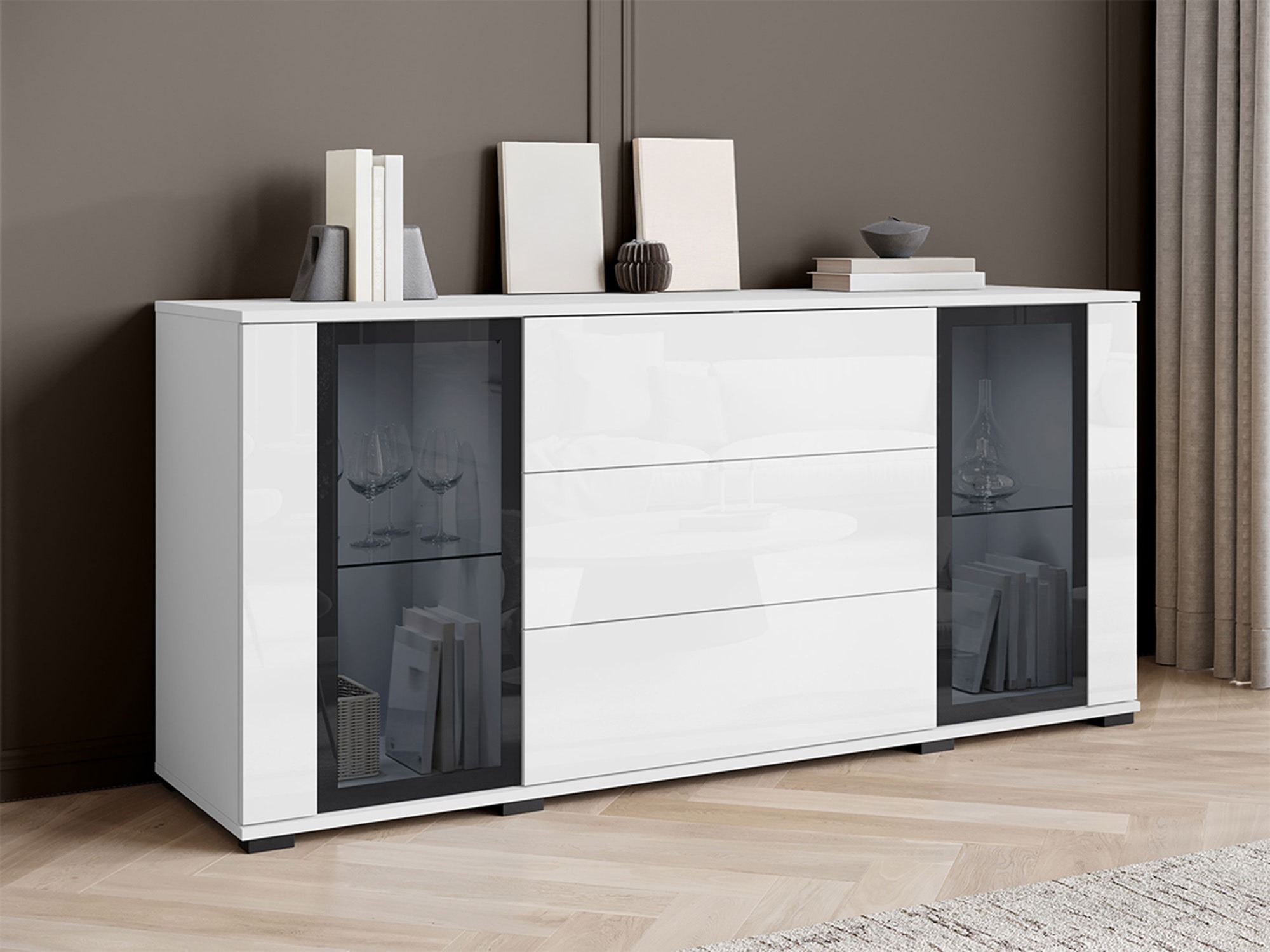 Kommoden Torcame 101 (Weiß + Weiß glänzend)