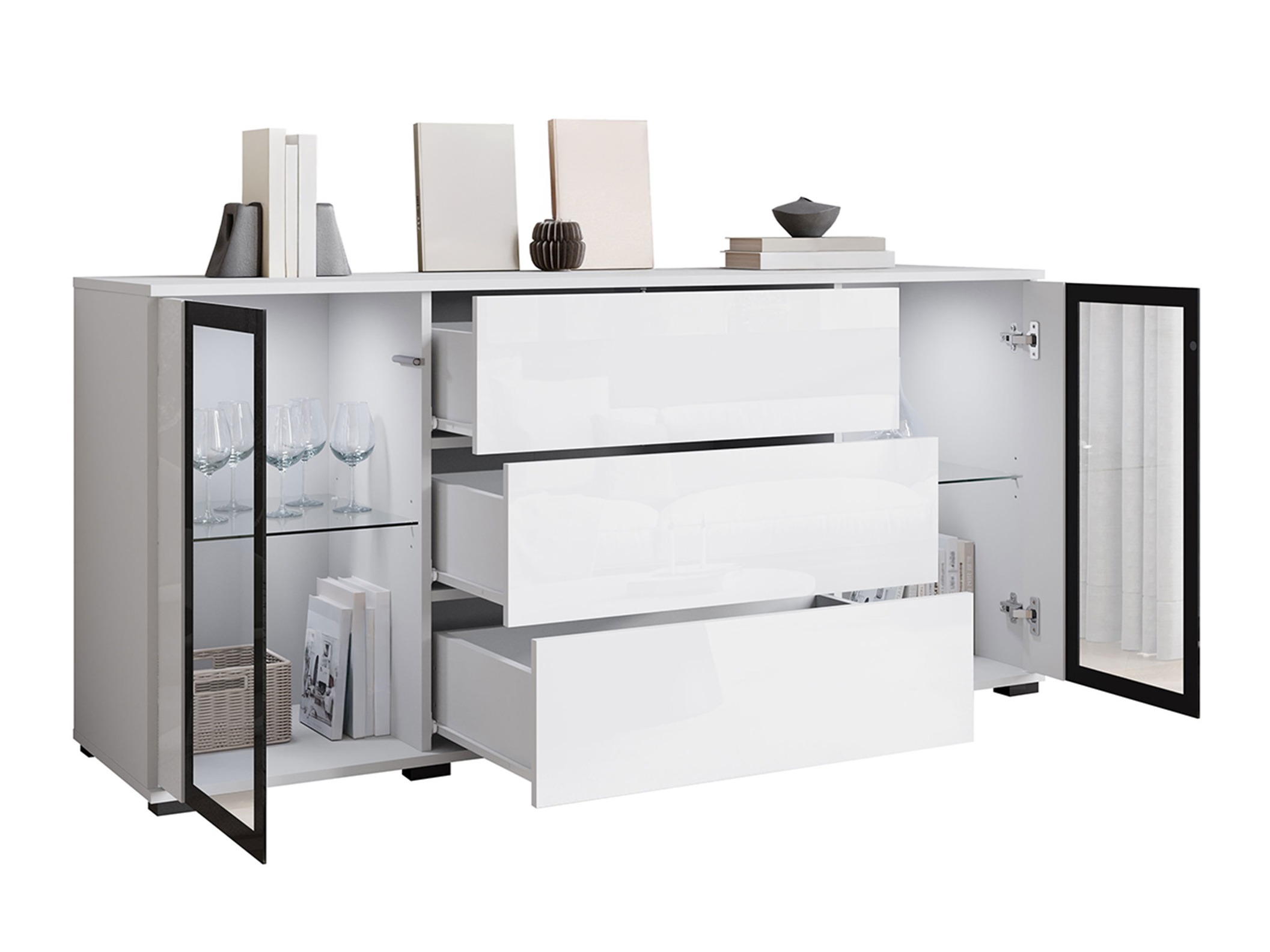 Kommoden Torcame 101 (Weiß + Weiß glänzend)