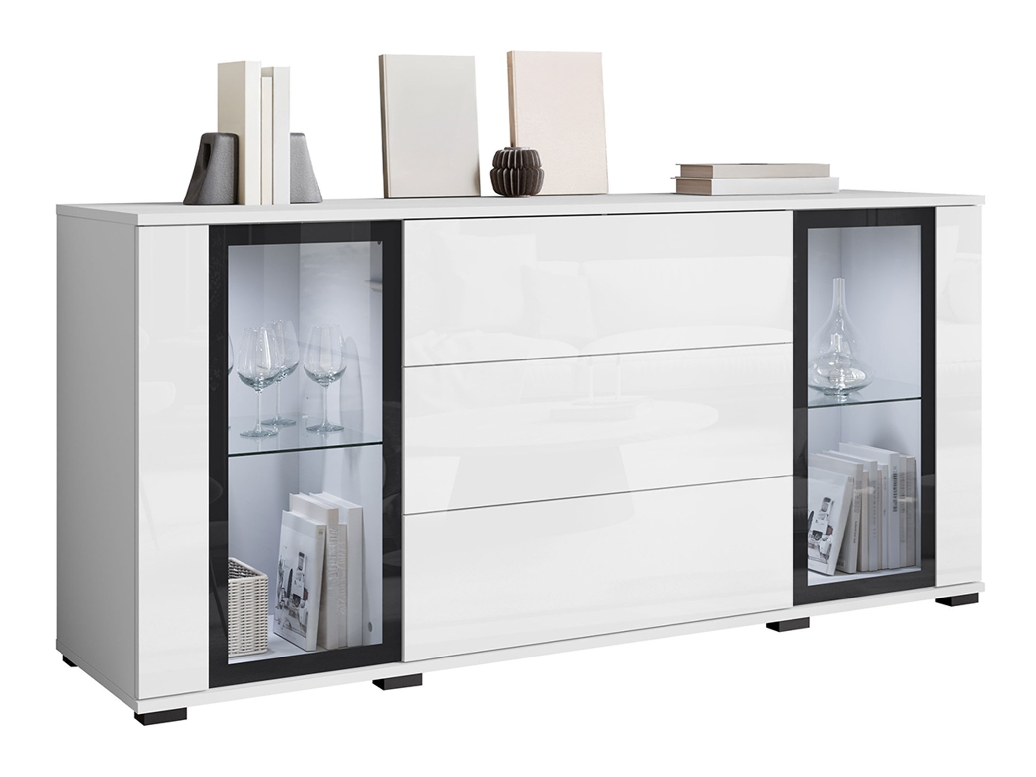 Kommoden Torcame 101 (Weiß + Weiß glänzend)