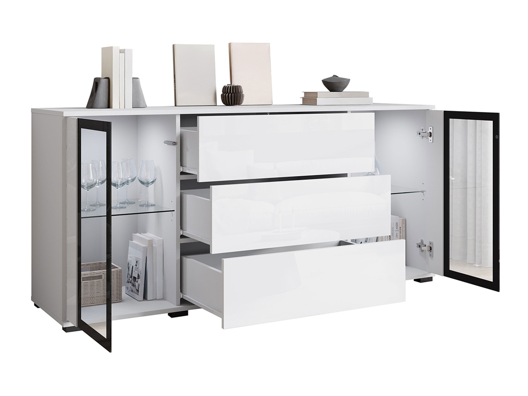 Kommoden Torcame 101 (Wotan Eiche + Weiß glänzend)