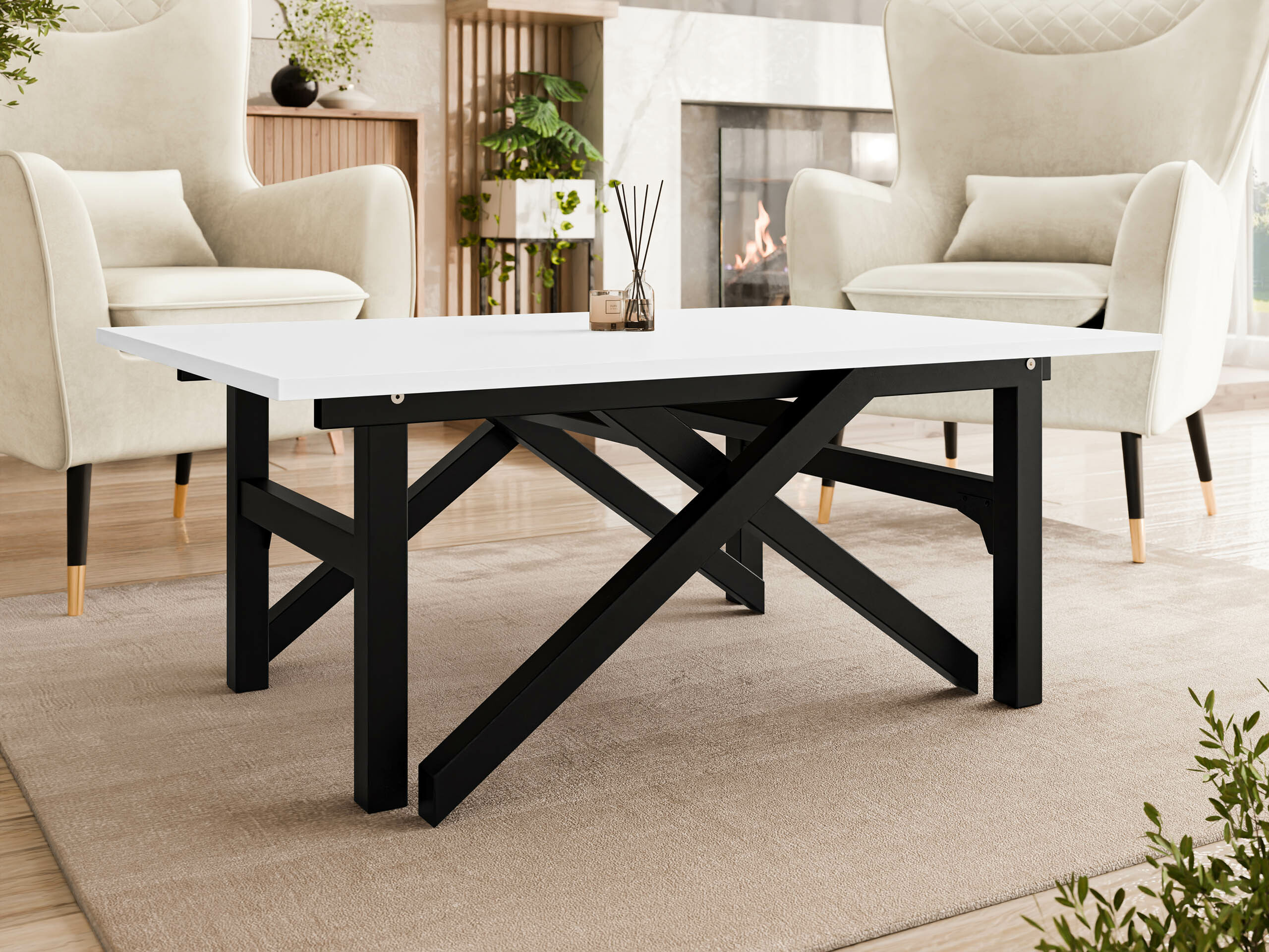 Couchtisch-Transformer Oswego 151 (Weiß + Schwarz)