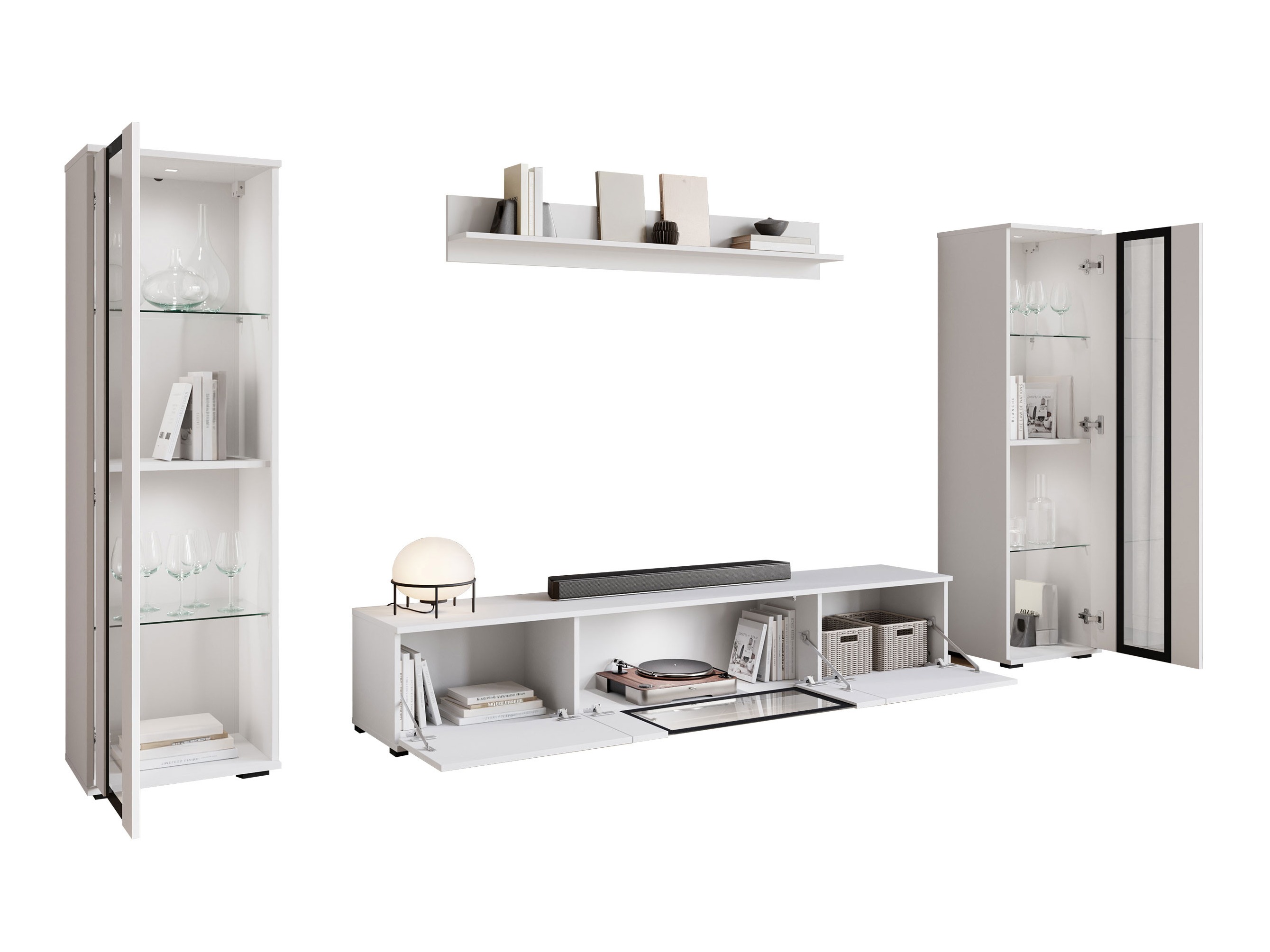 Wohnzimmer-Sets Torcame 103 (Weiß + Weiß glänzend)