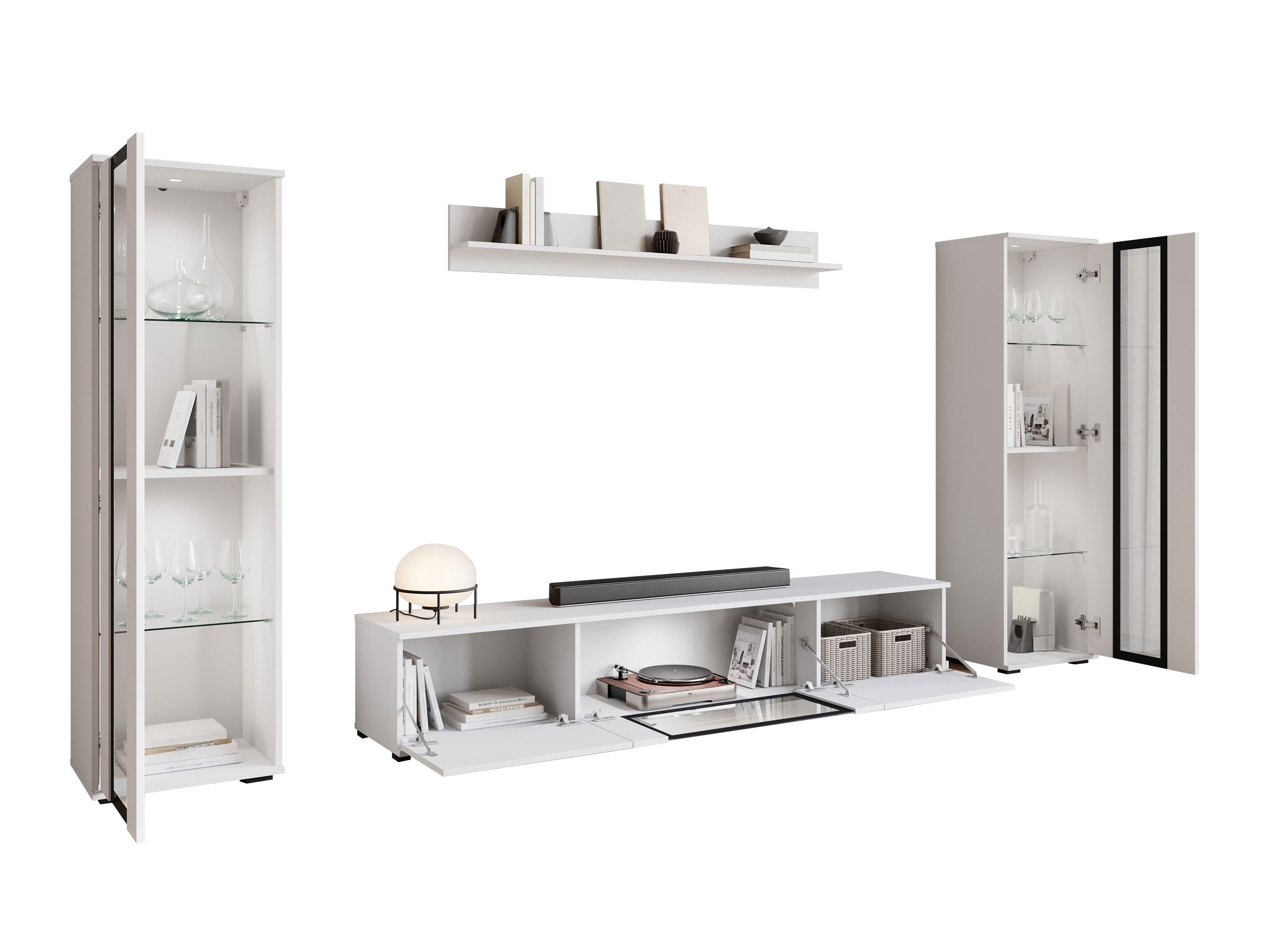 Wohnzimmer-Sets Torcame 103 (Weiß + Weiß glänzend)