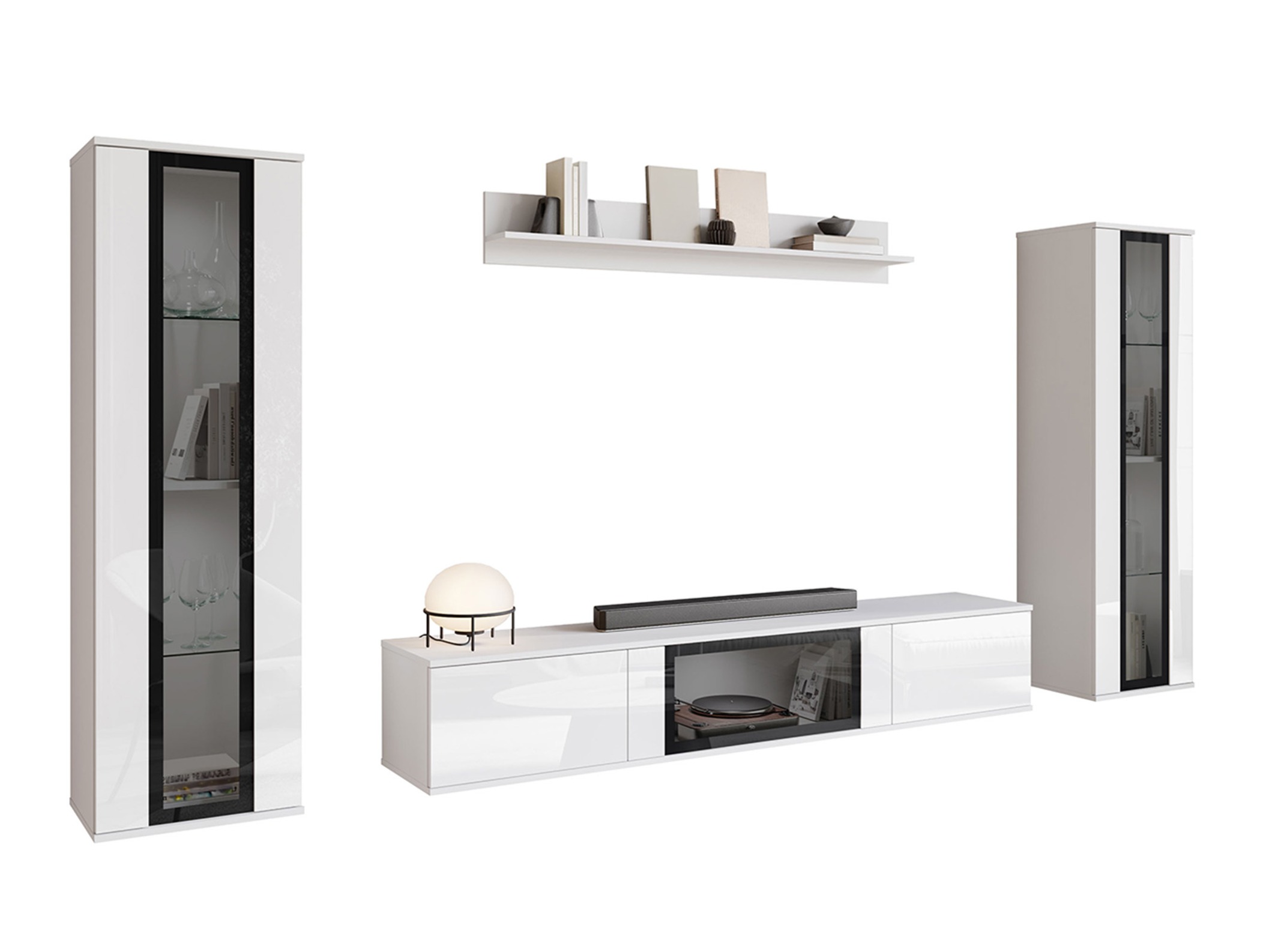 Wohnzimmer-Sets Torcame 103 (Weiß + Weiß glänzend)