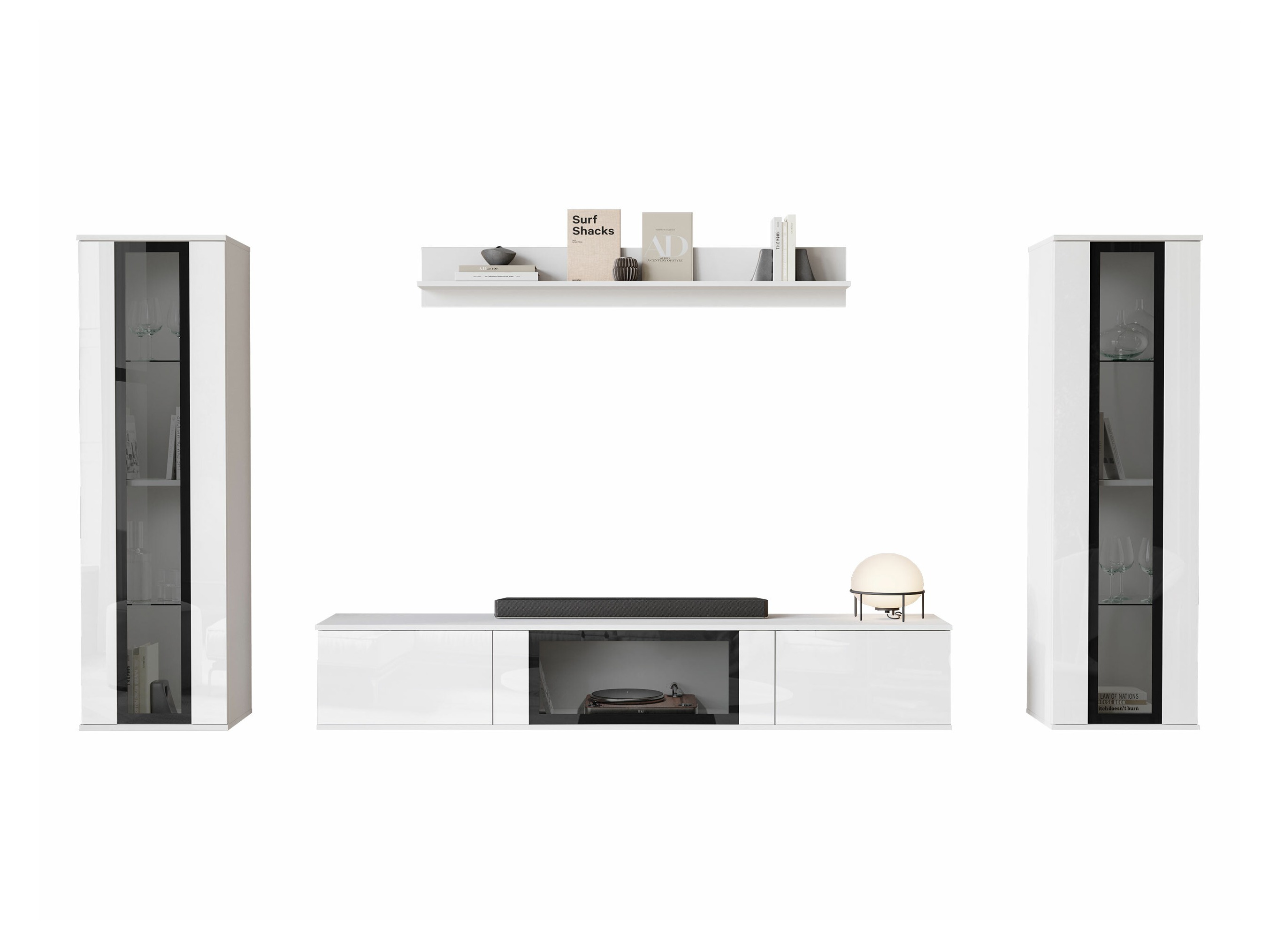 Wohnzimmer-Sets Torcame 103 (Weiß + Weiß glänzend)