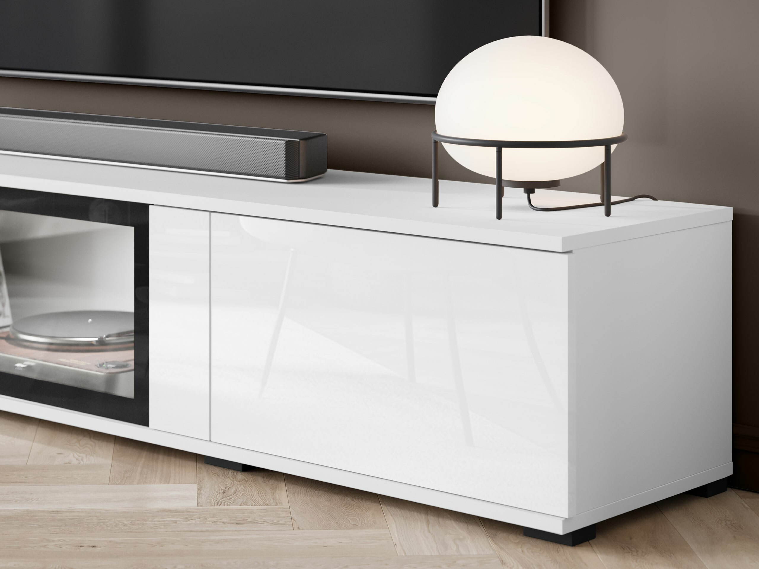 Wohnzimmer-Sets Torcame 103 (Weiß + Weiß glänzend)