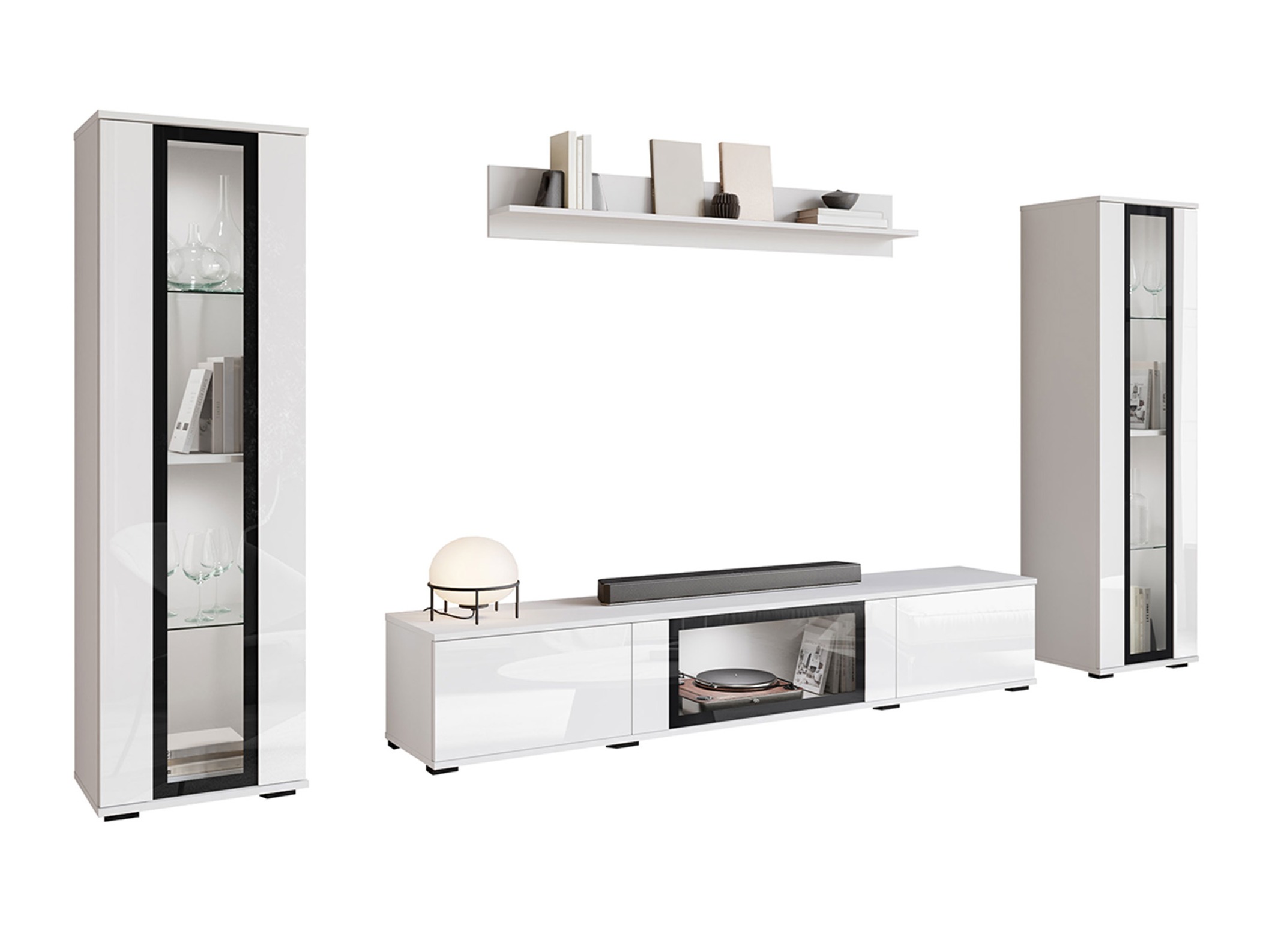 Wohnzimmer-Sets Torcame 103 (Weiß + Weiß glänzend)