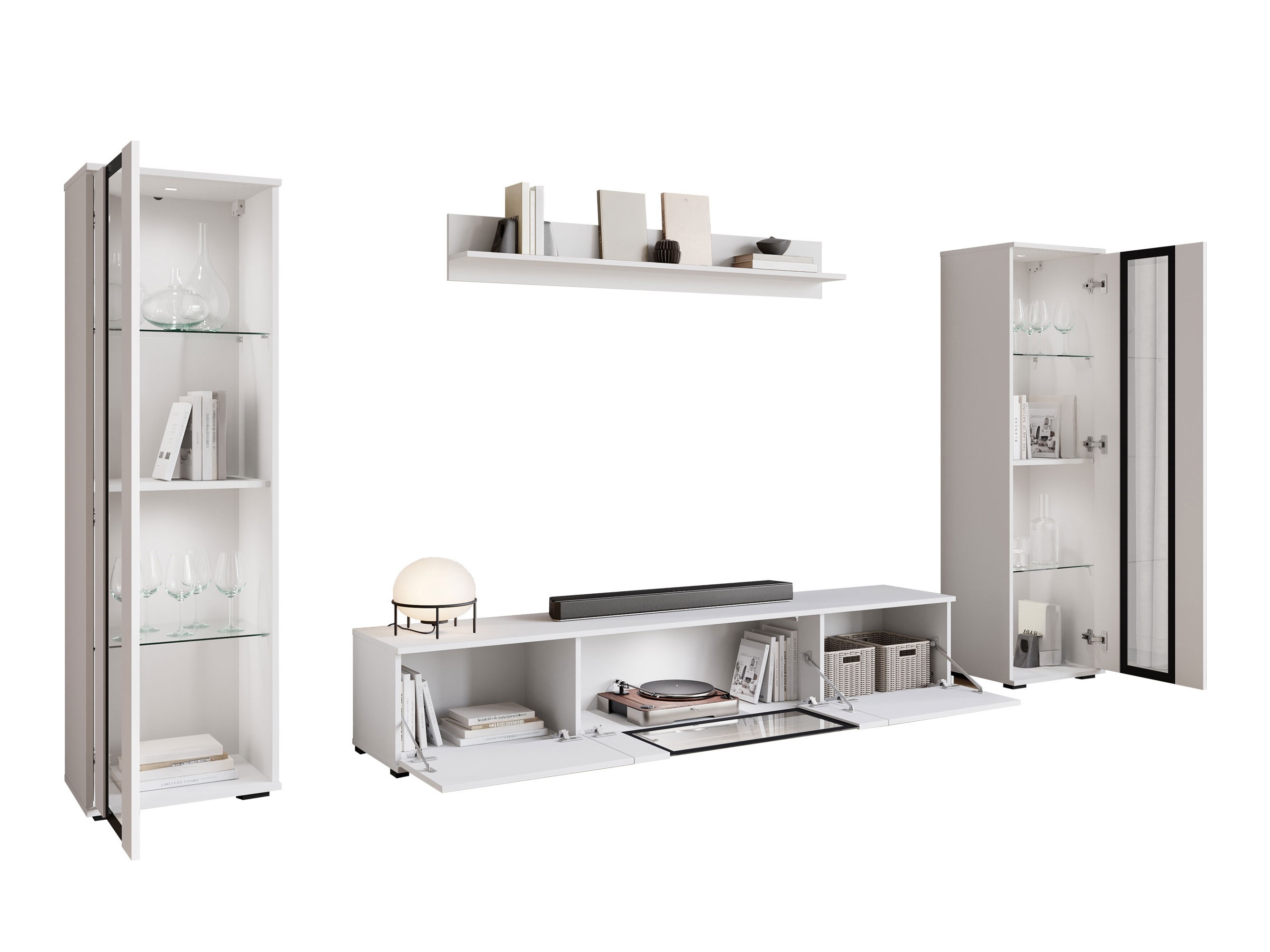 Wohnzimmer-Sets Torcame 103 (Wotan Eiche + Weiß glänzend)
