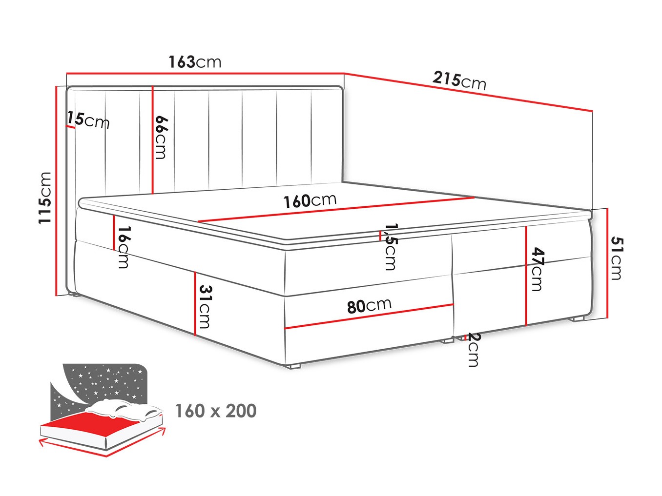 Boxspringbett Pomona 116 (Magic samt 2216)