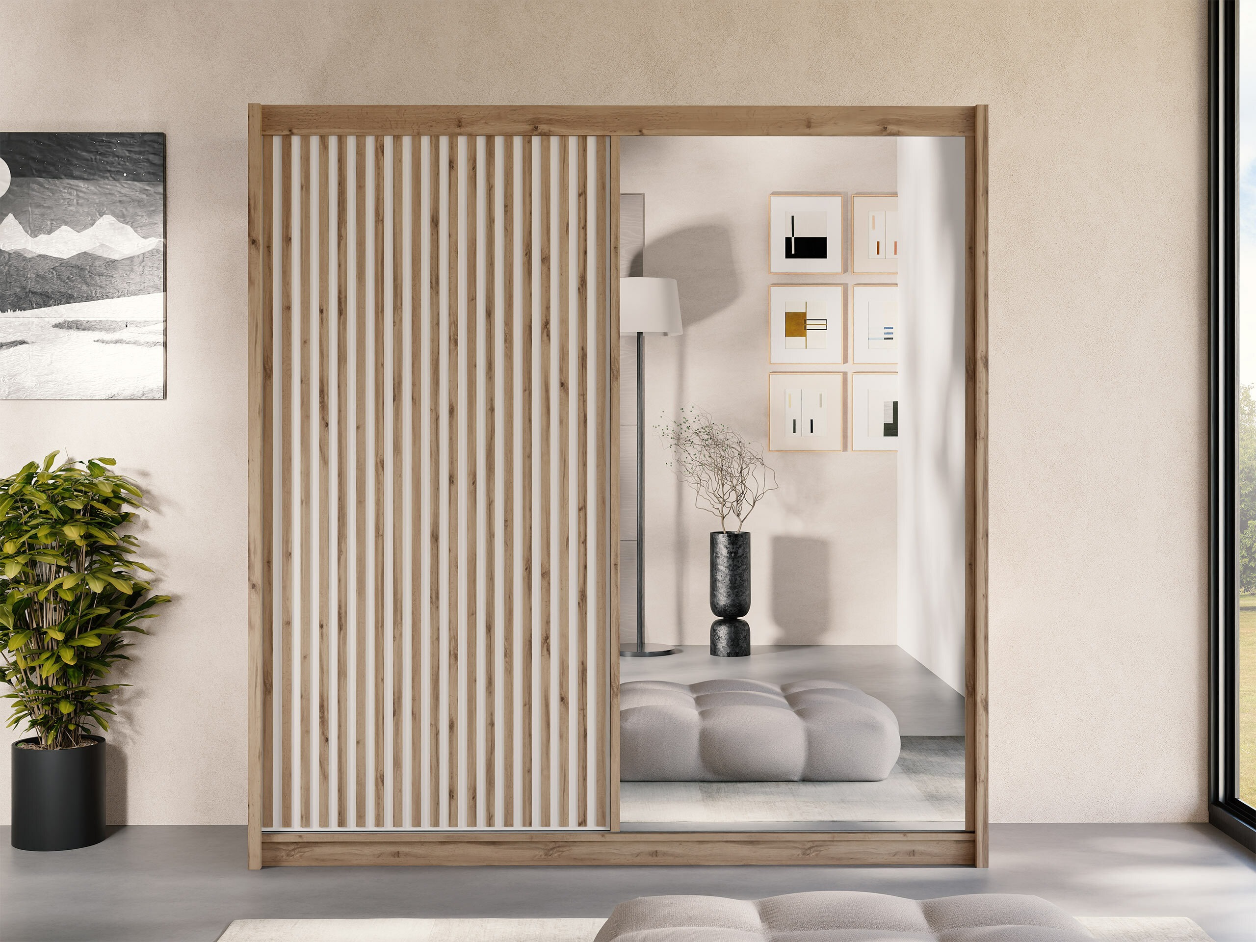 Kleiderschrank Honolulu 274 (Kaschmir + Wotan Eiche)