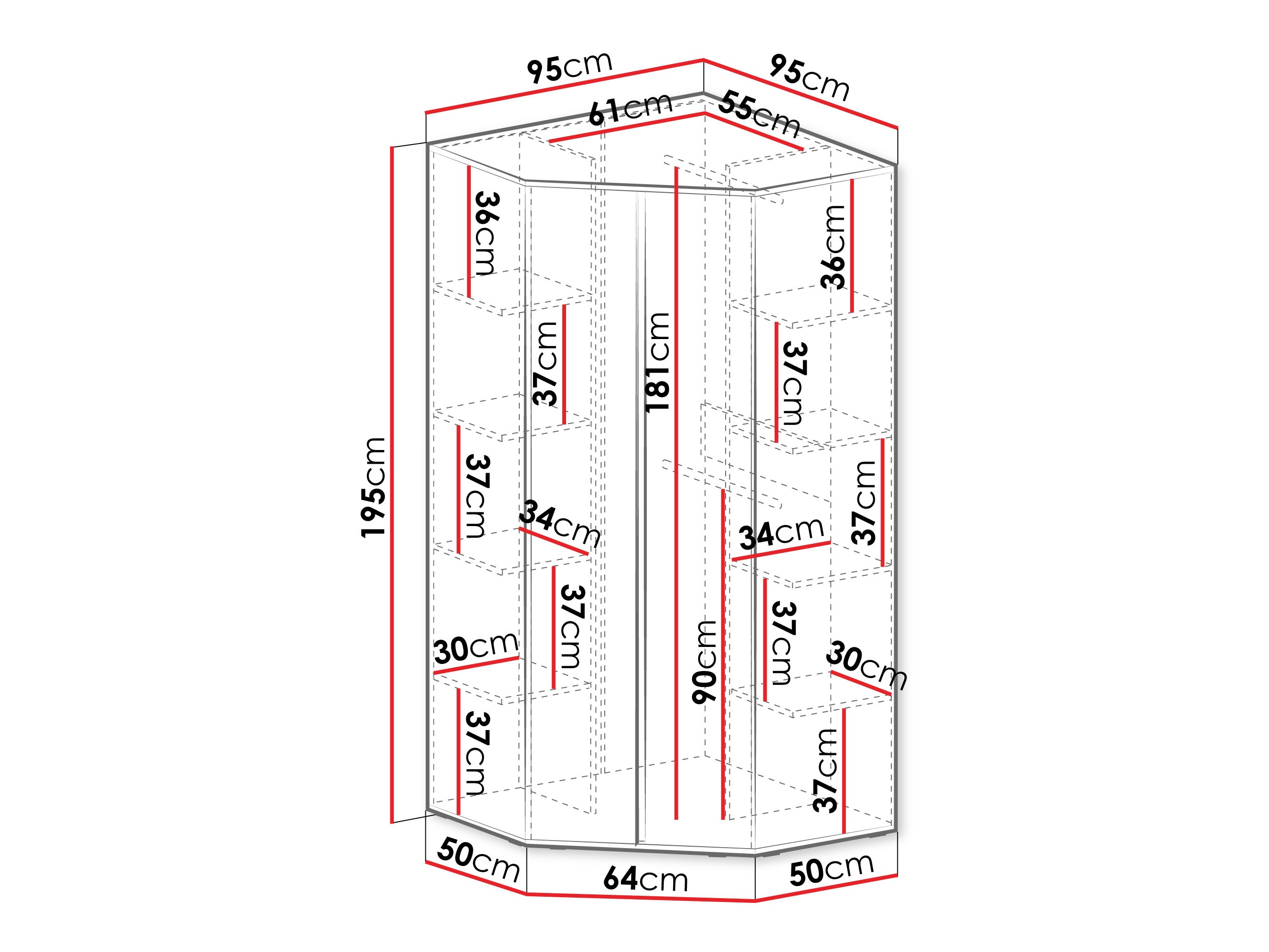 Eckkleiderschrank Fiosono 101 (Staubiges Grün + Eichenholzoptik)