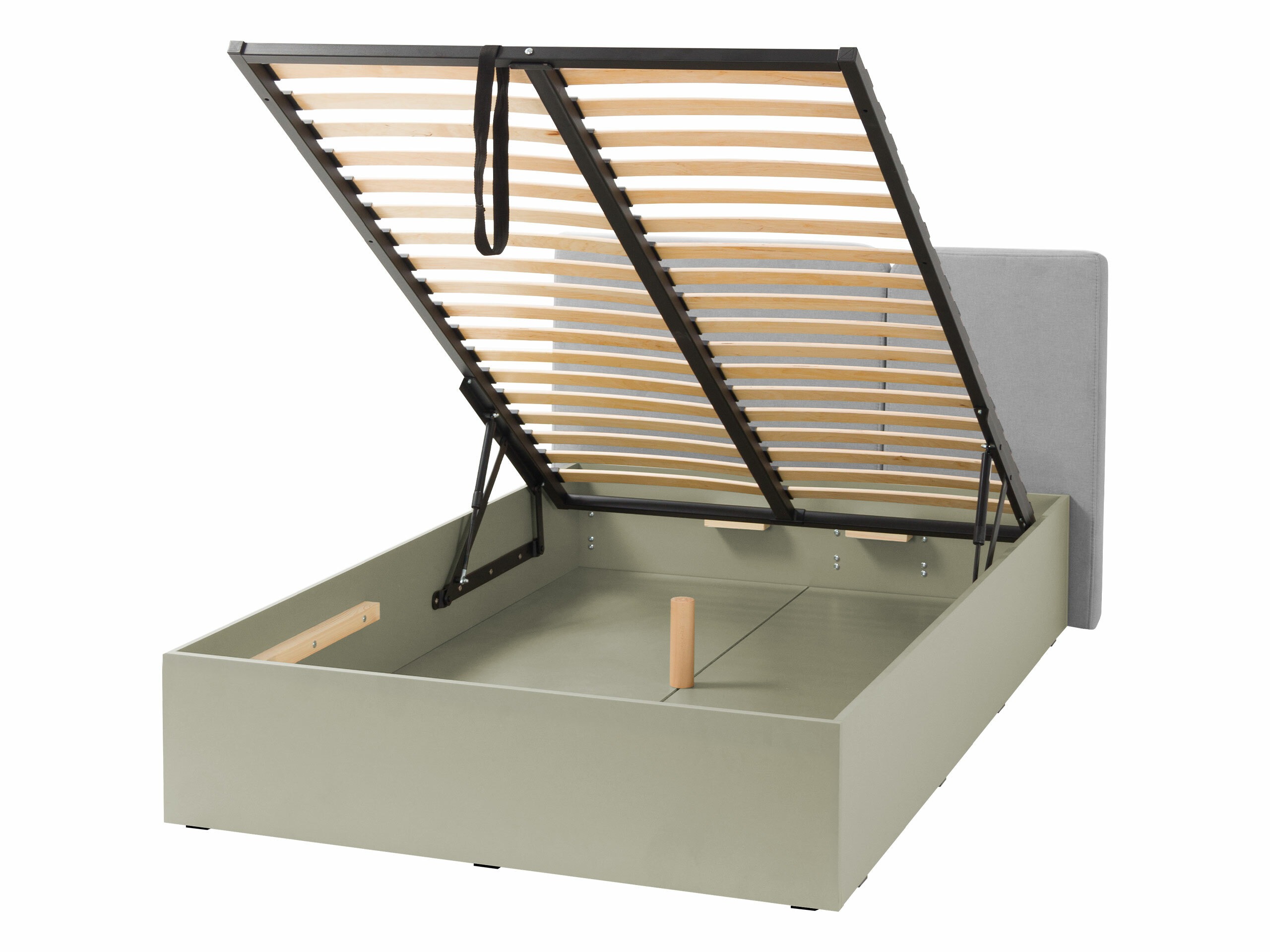 Bett Fiosono 112 (Staubiges Grün + Eichenholzoptik)