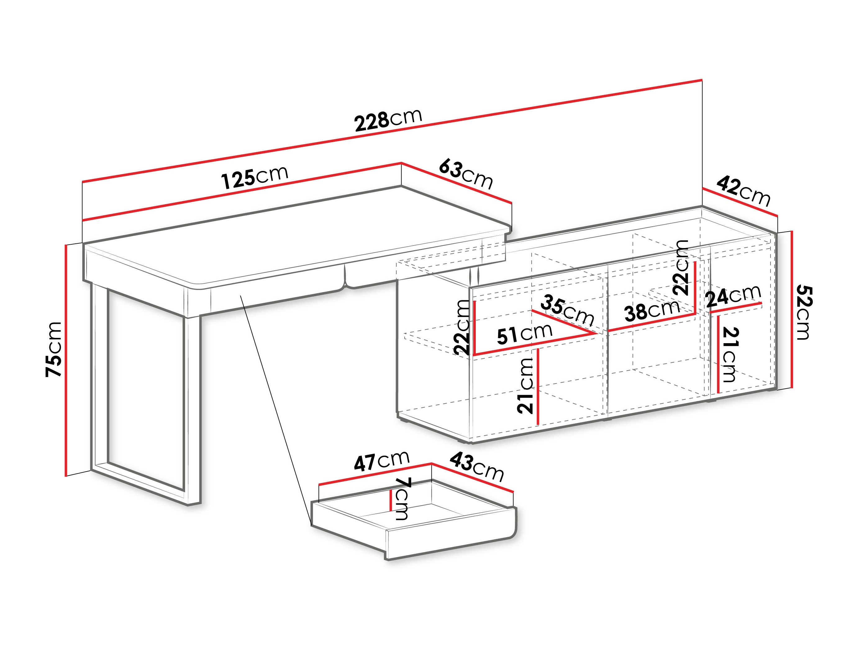 Eckschreibtisch Fiosono 110 (Beige + Eichenholzoptik hell)