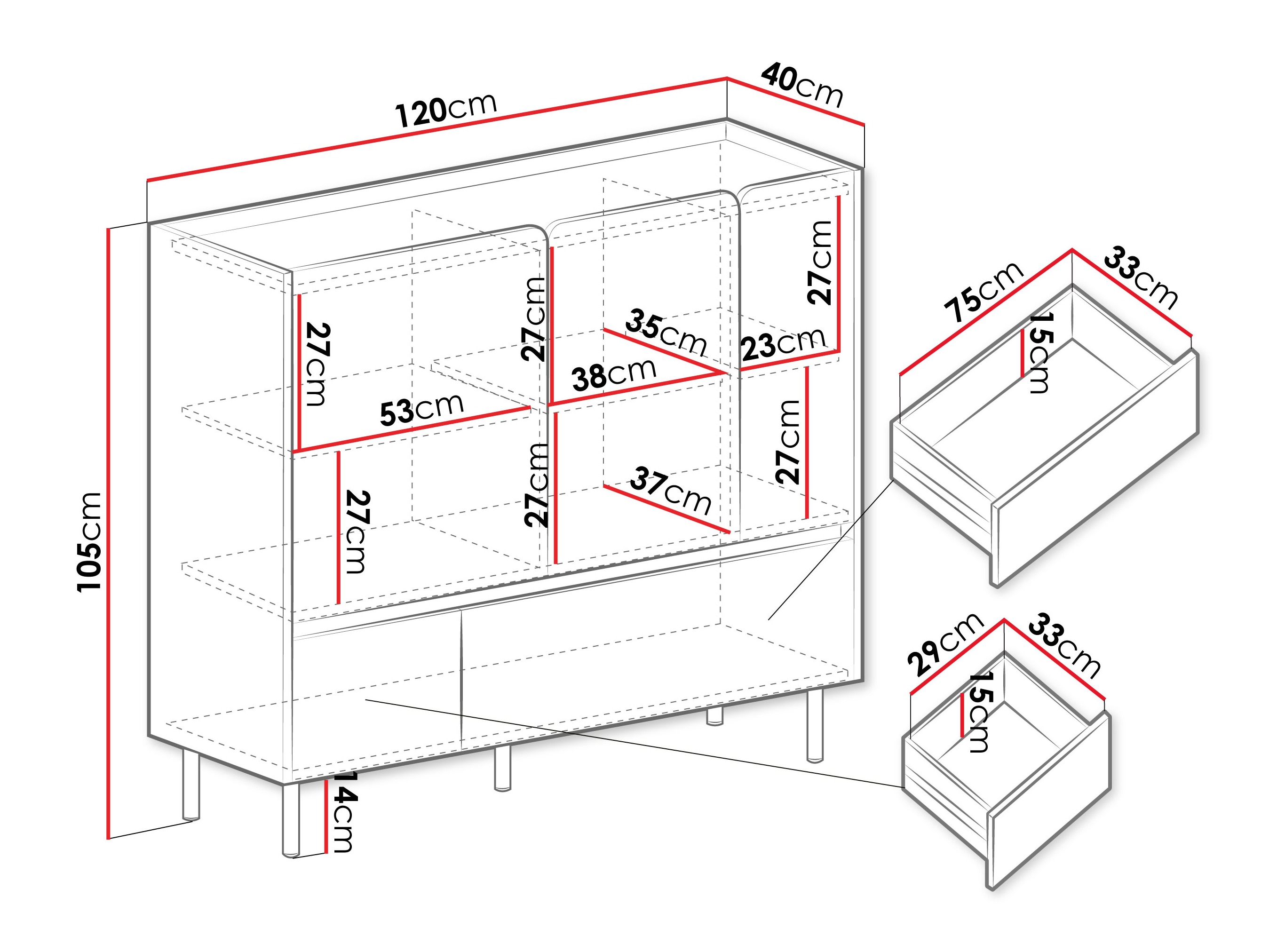 Kommoden Fiosono 107 (Eukalyptus + Eichenholzoptik)