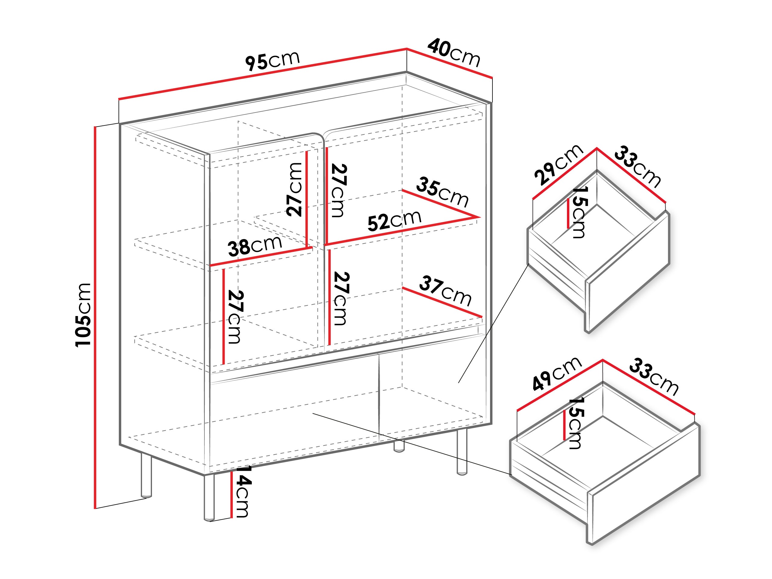 Kommoden Fiosono 108 (Eukalyptus + Eichenholzoptik)