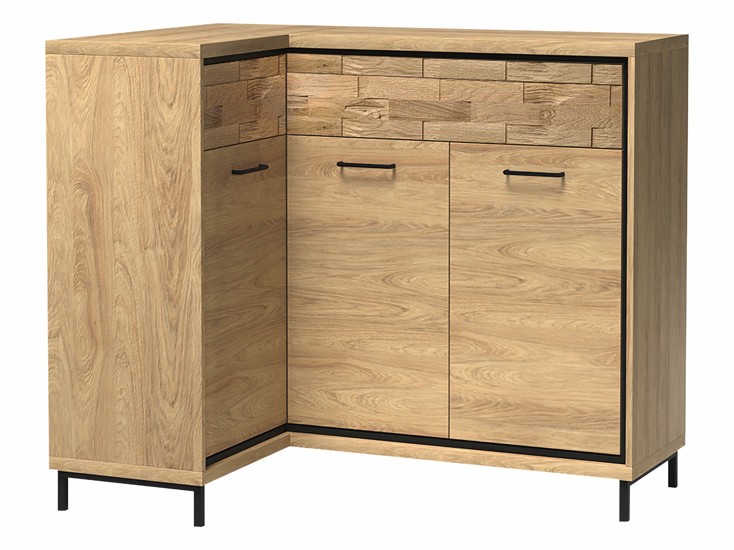 Eckige Kommode Etrmoni 121 (Helles Holz + Eichenholzoptik)