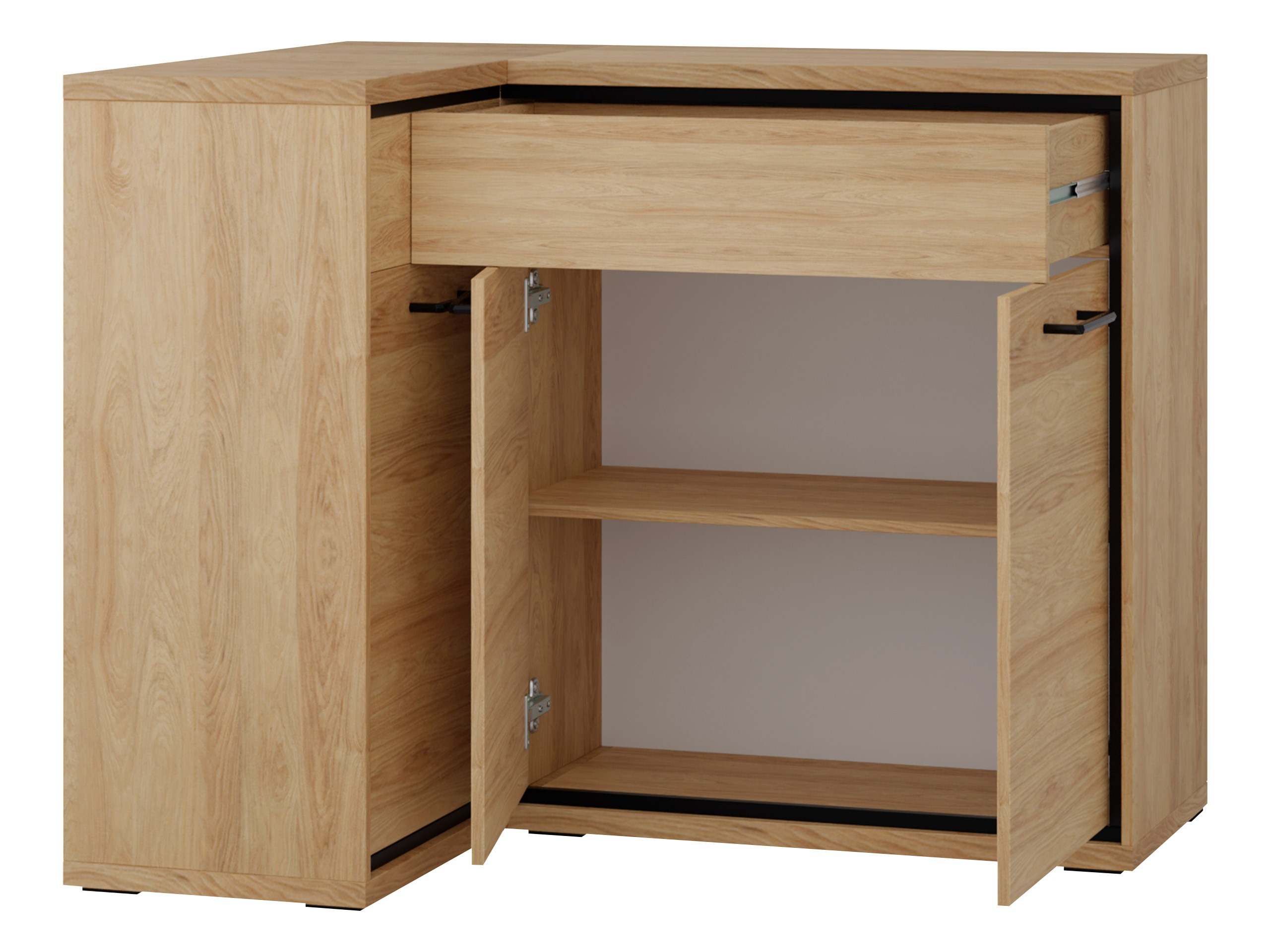 Eckige Kommode Etrmoni 121 (Helles Holz + Eichenholzoptik)