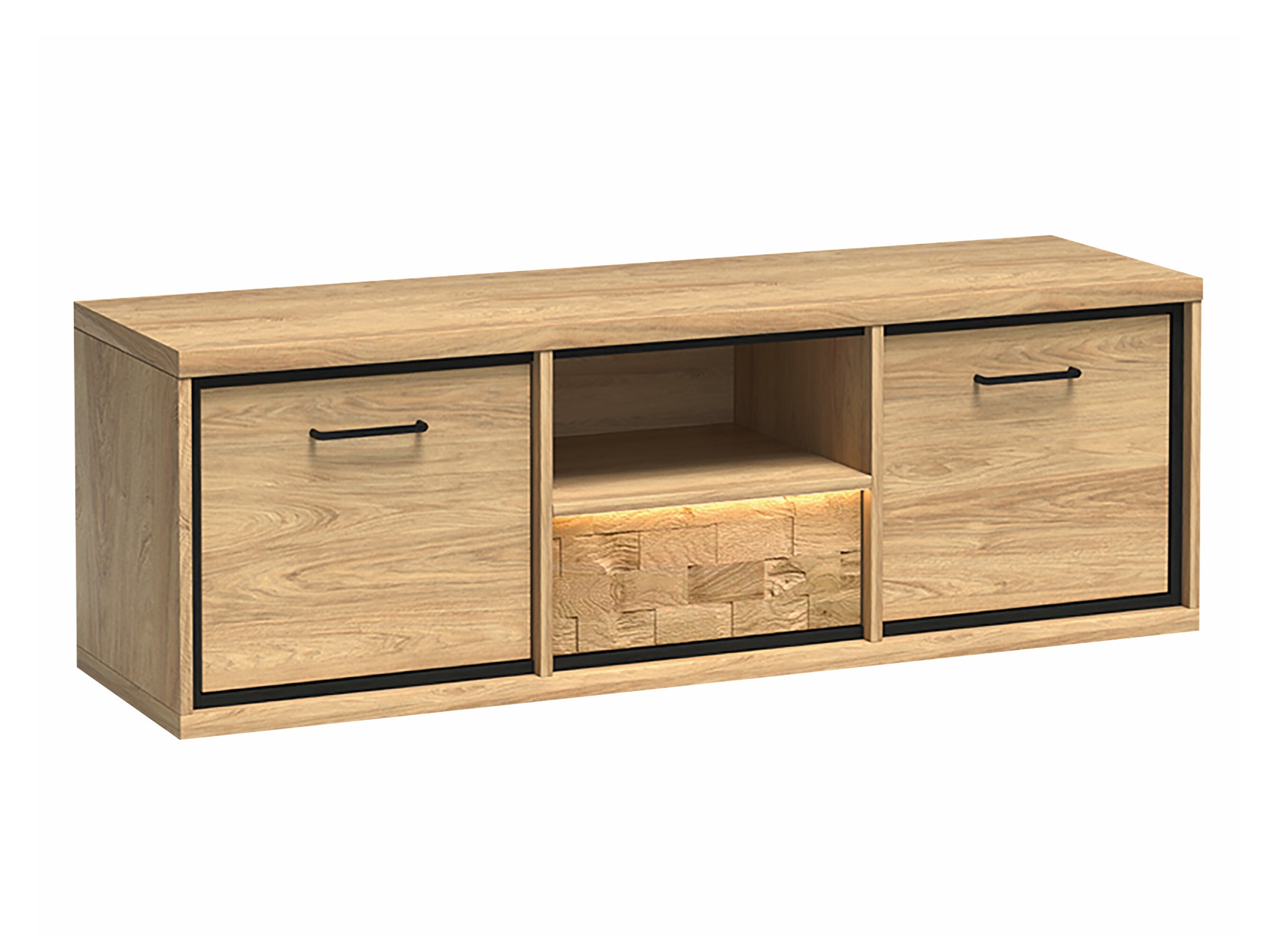 TV-Möbel Etrmoni 112 (Helles Holz + Eichenholzoptik)