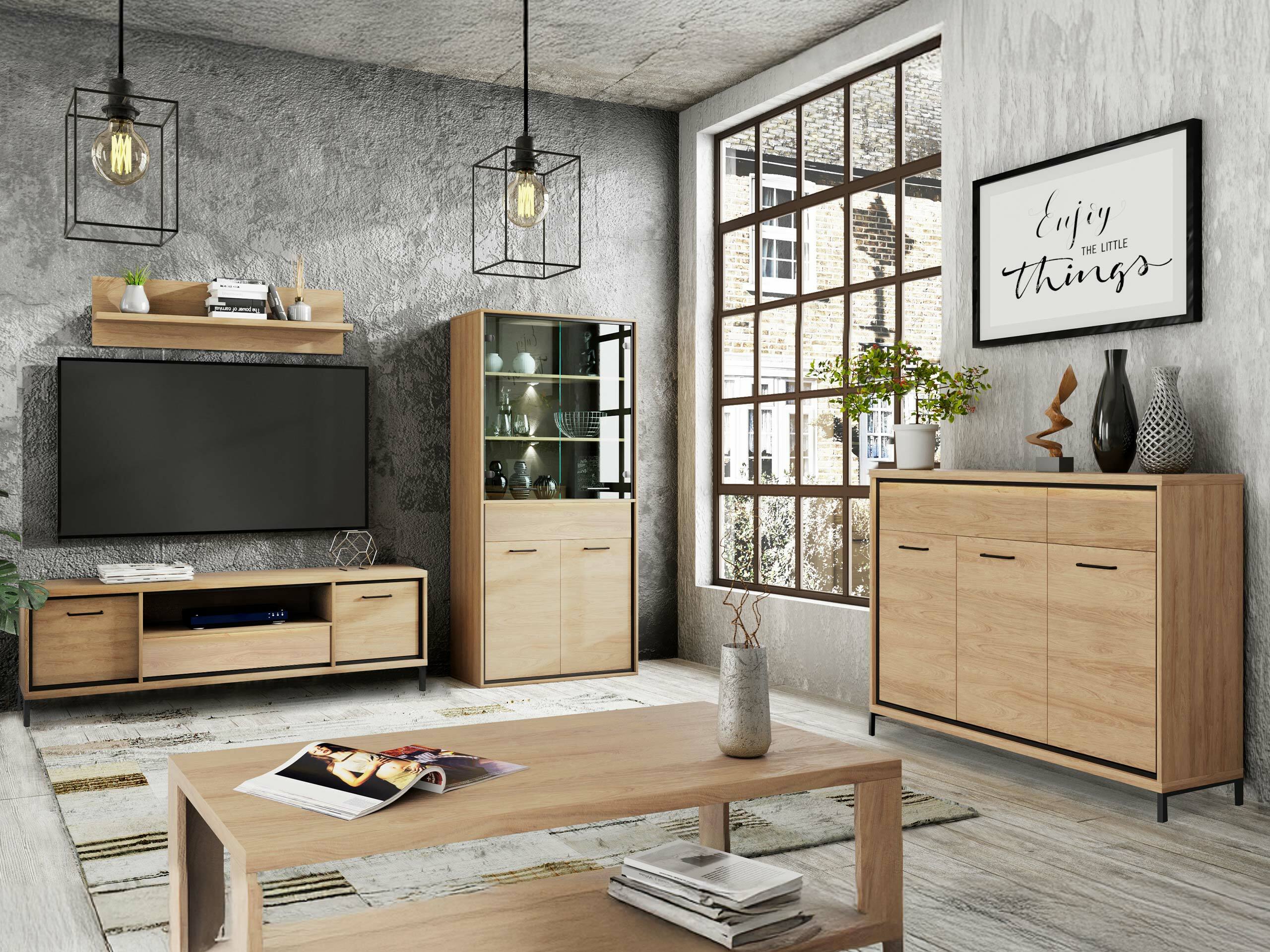 Wohnzimmer-Sets Etrmoni 118 (Helles Holz)