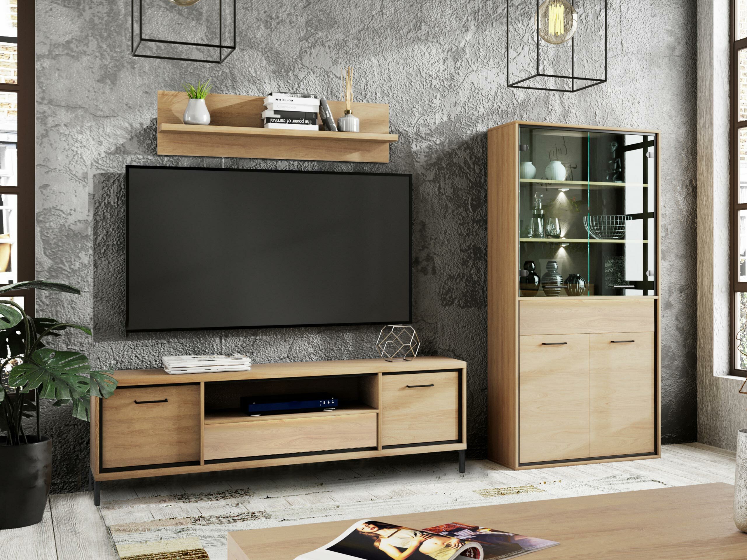 Wohnzimmer-Sets Etrmoni 119 (Helles Holz)